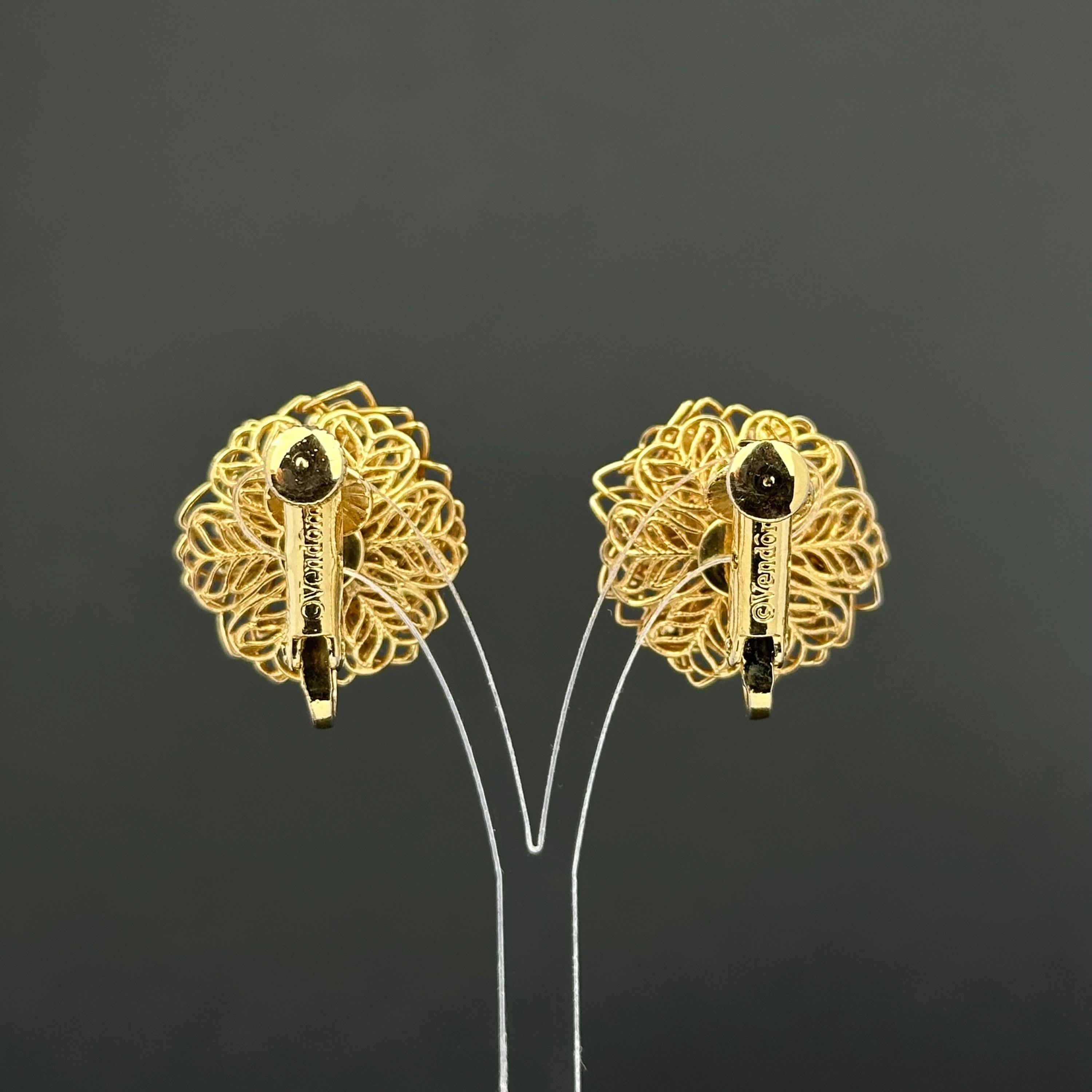 Vintage Vendome gold tone and rhinestone clip-on earrings
