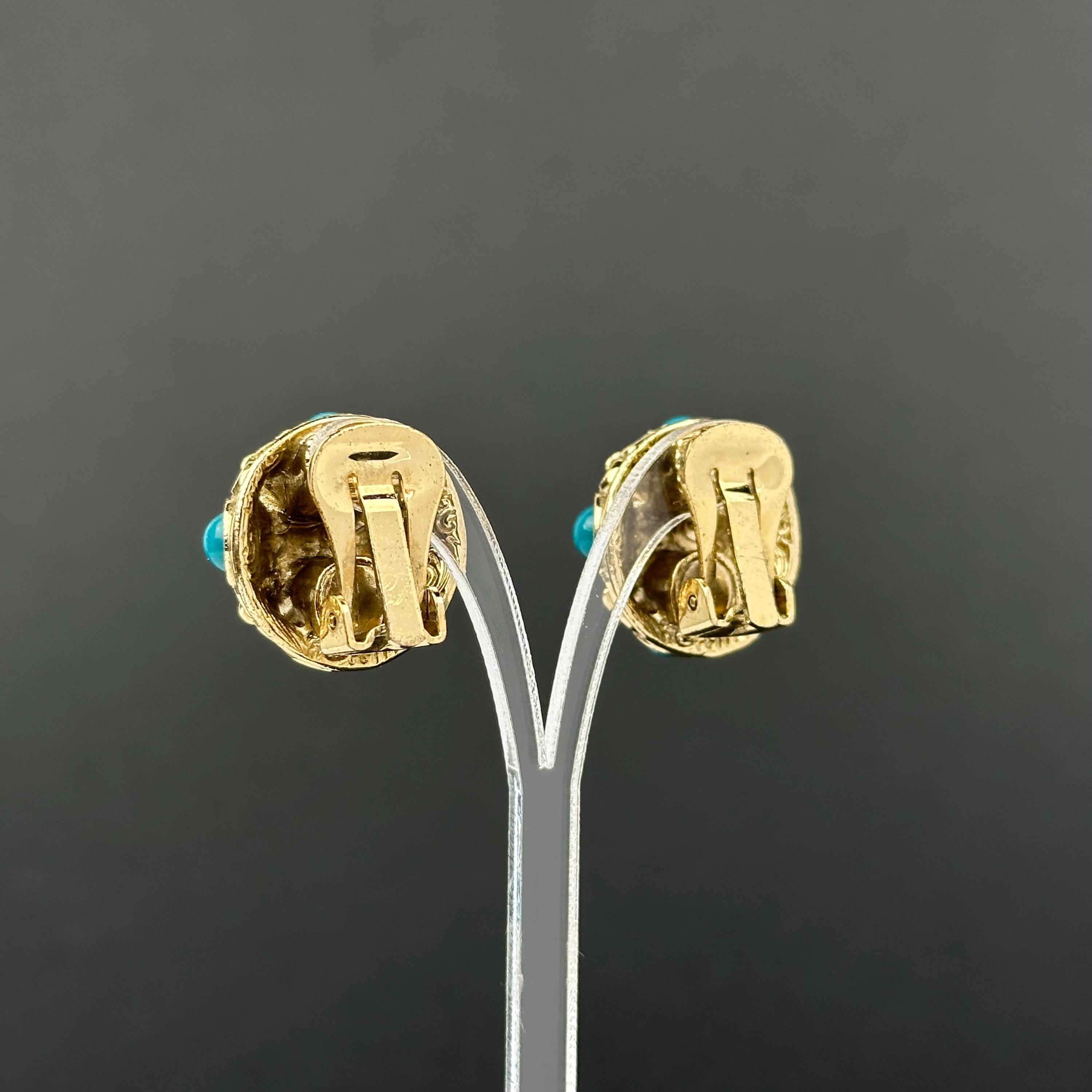 1928 Vintage Clip On Earrings: Emerald Green & Gold Tone