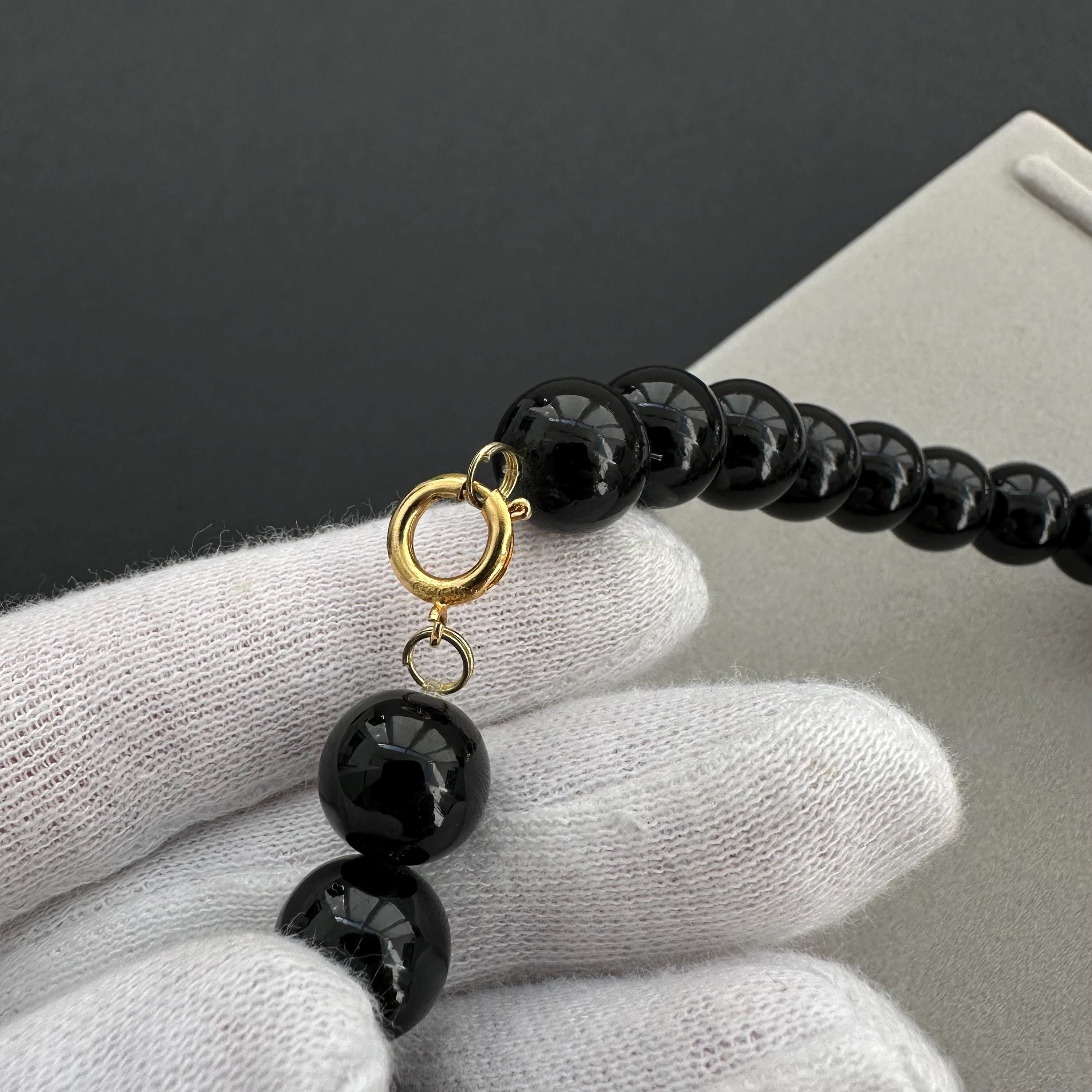 Vintage black plastic bead statement necklace