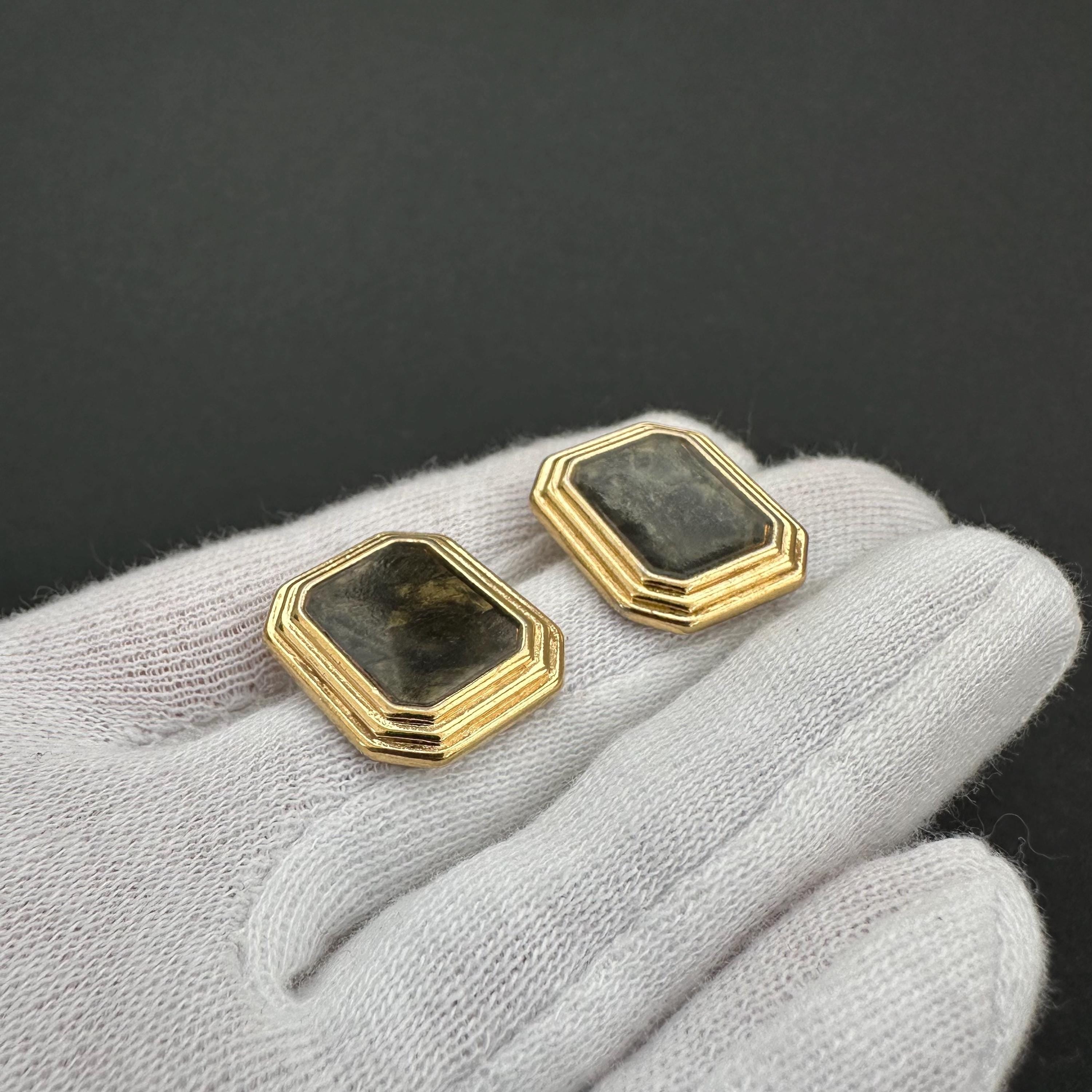 Vintage gold tone and green stud earrings