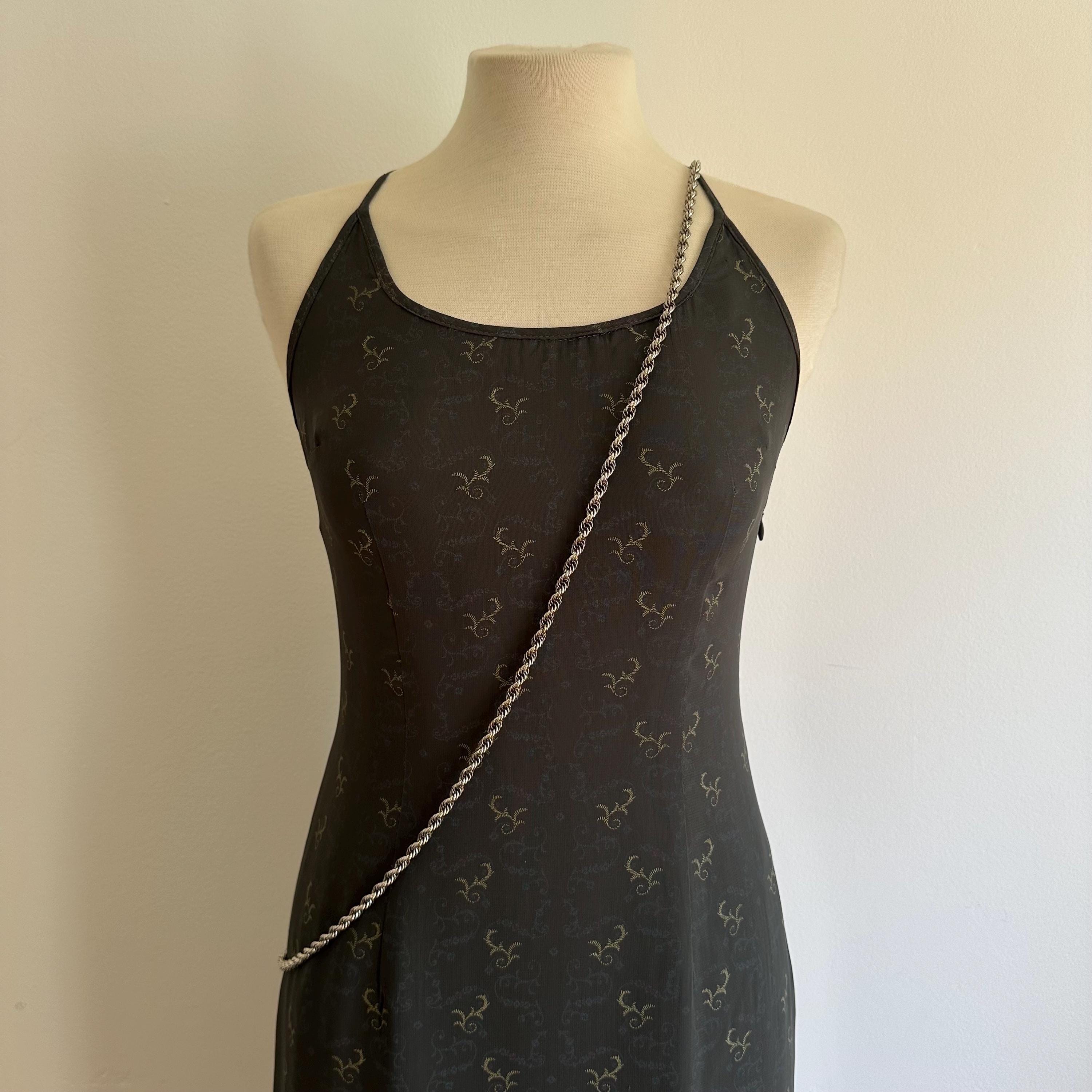 Vintage silver-tone long rope chain necklace