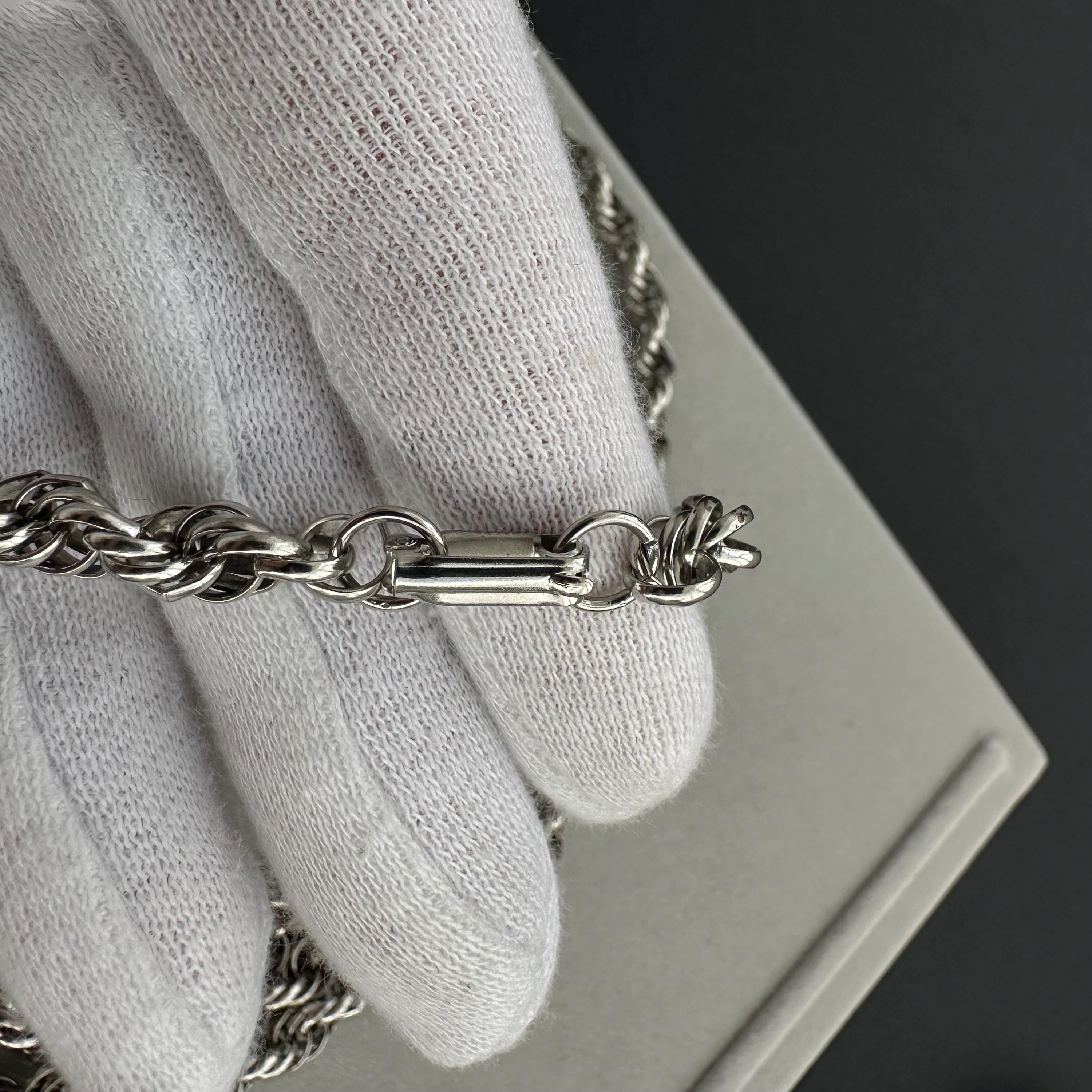 Vintage silver-tone long rope chain necklace