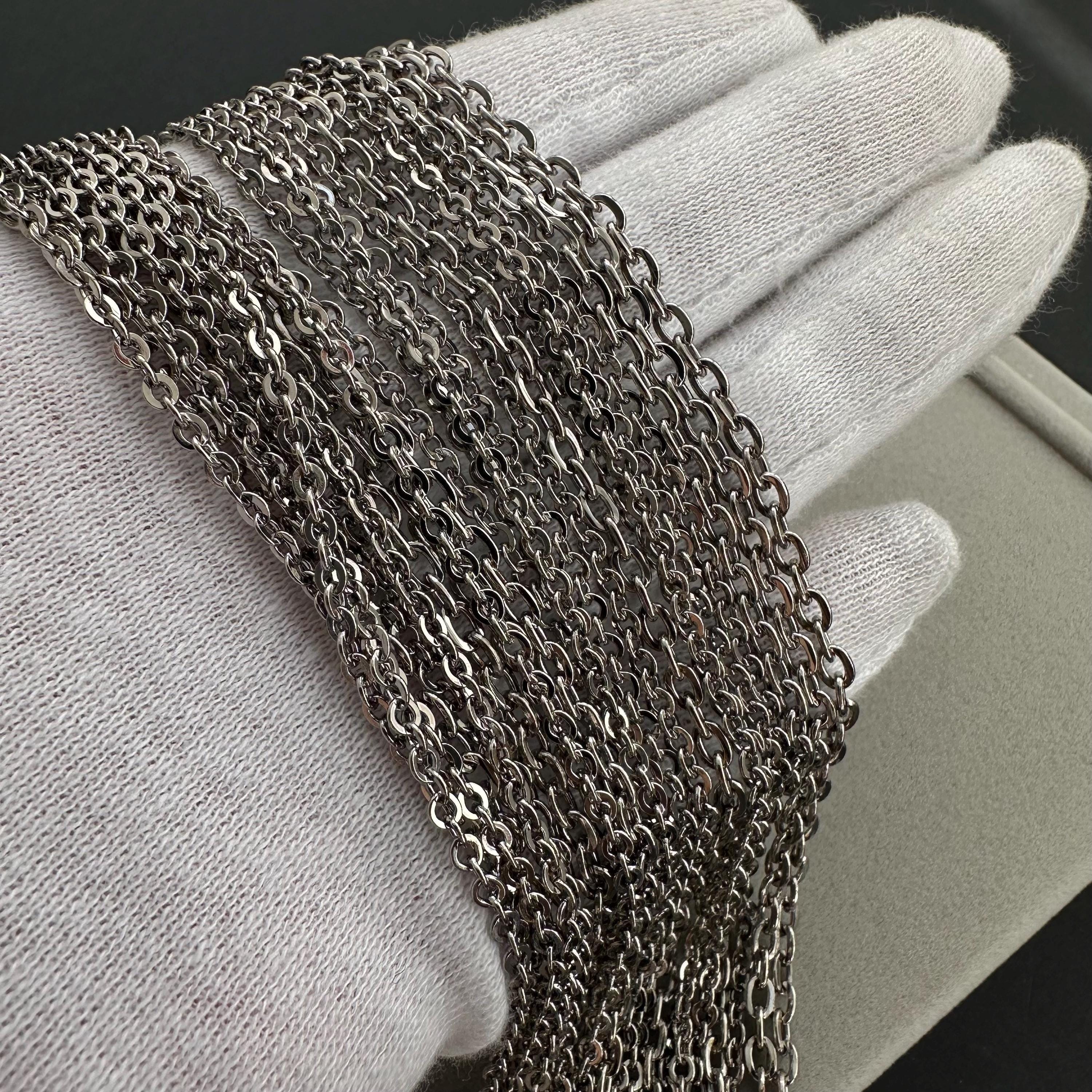 Vintage silver tone multi strand chain necklace