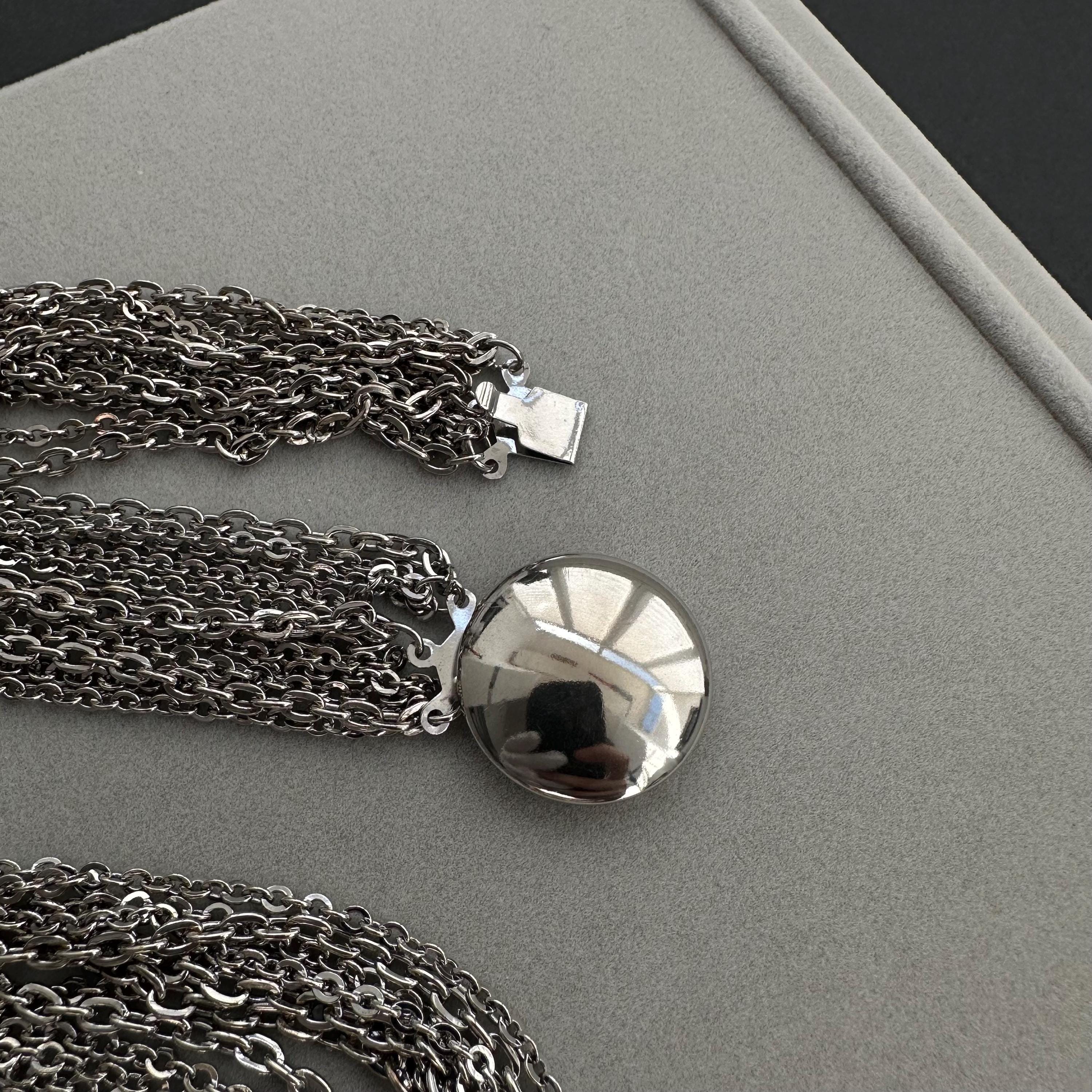 Vintage silver tone multi strand chain necklace