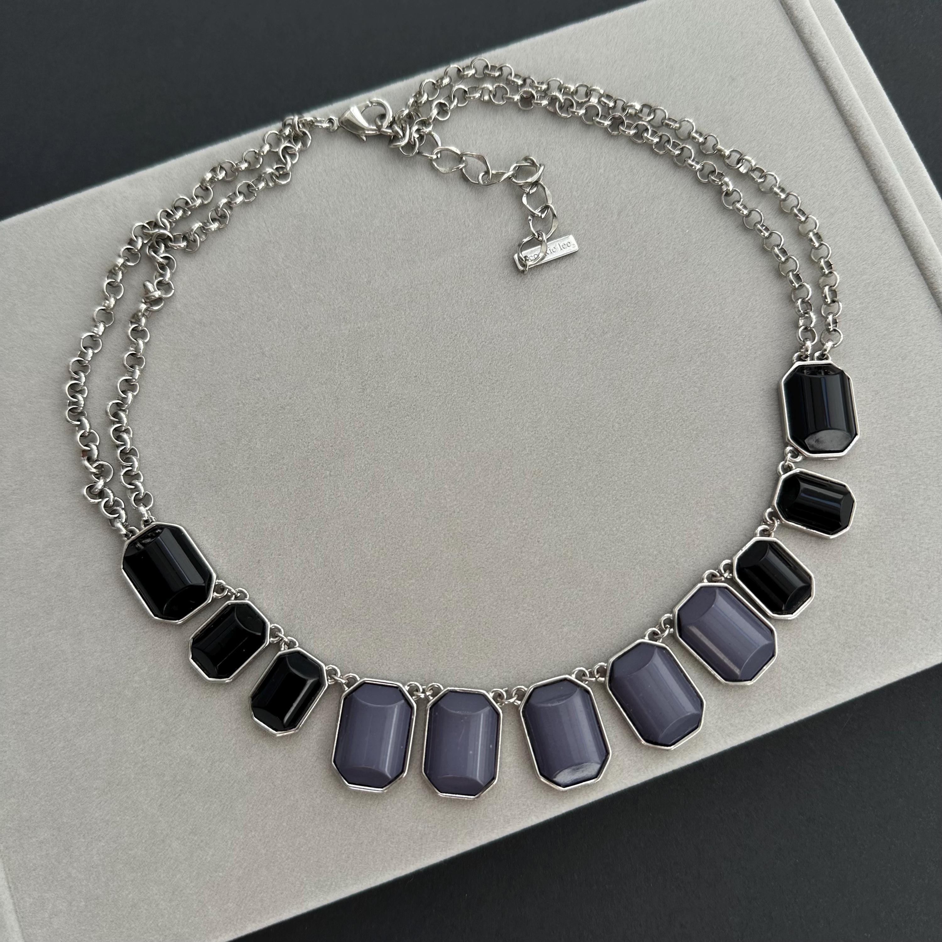 Vintage Cookie Lee black & gray necklace