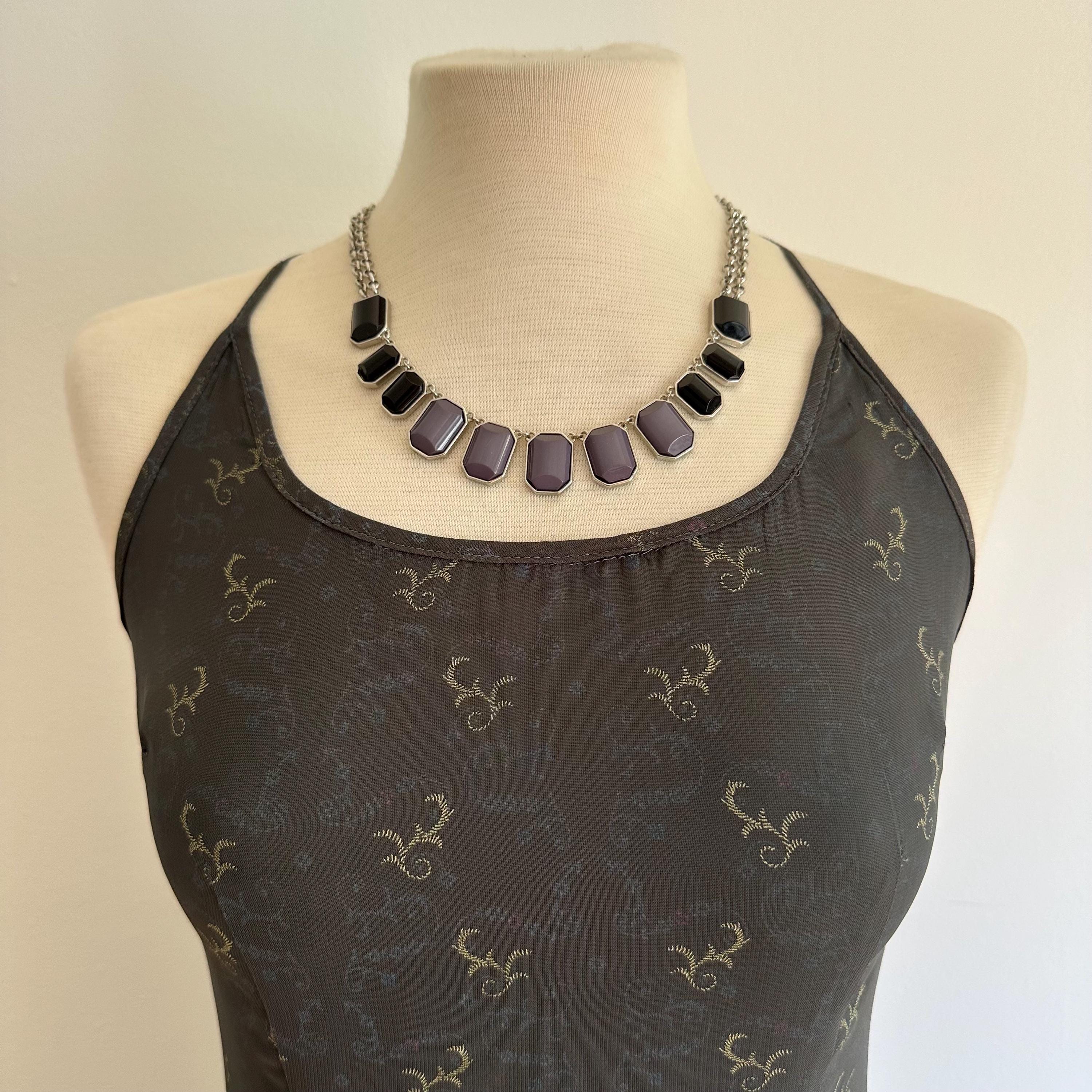 Vintage Cookie Lee black & gray necklace