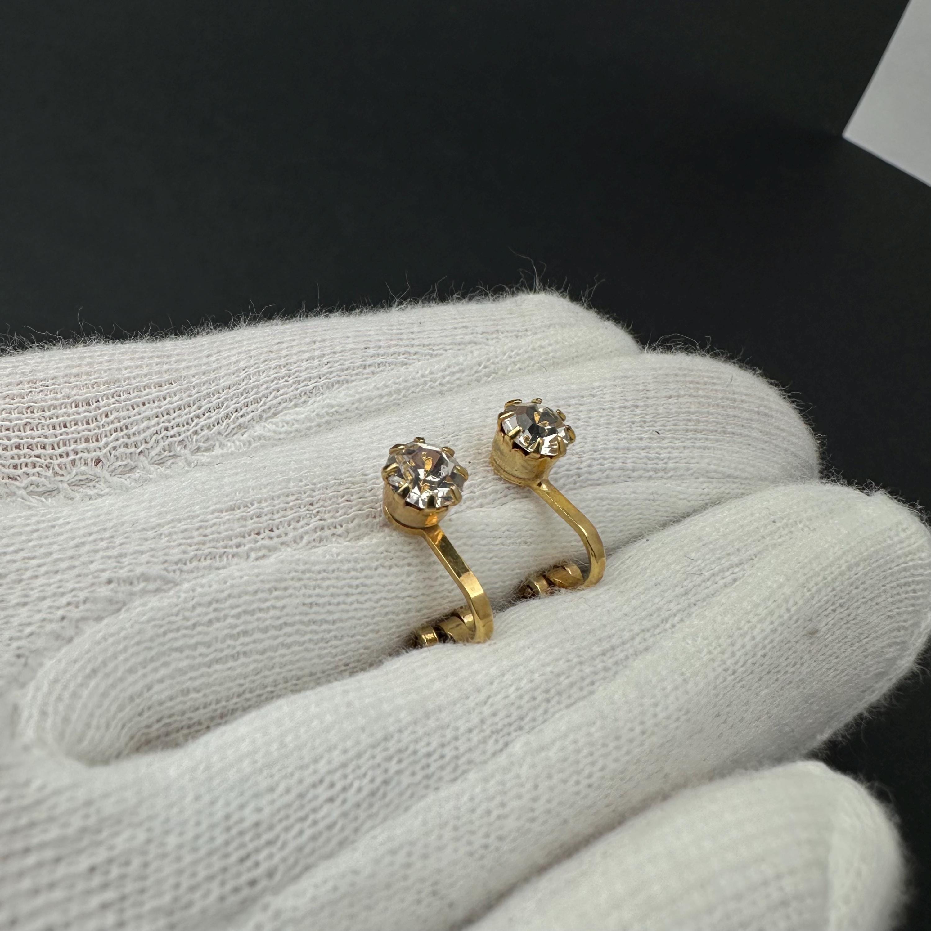 Vintage Rhinestone Clip-on Earrings: Gold Tone Petite Jewelry