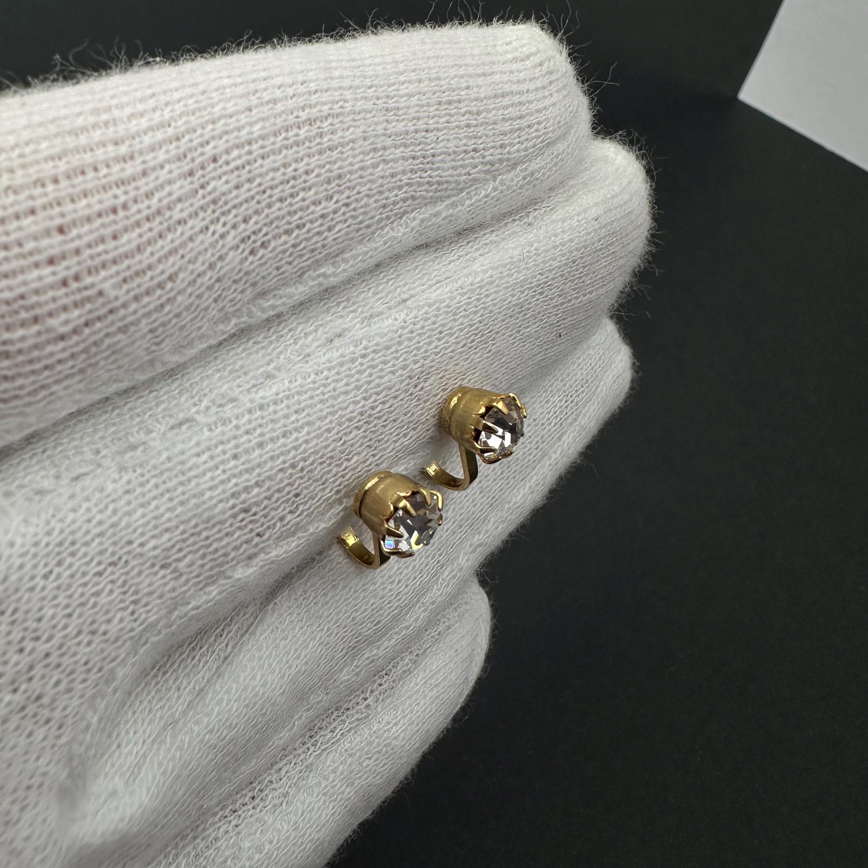 Vintage Rhinestone Clip-on Earrings: Gold Tone Petite Jewelry