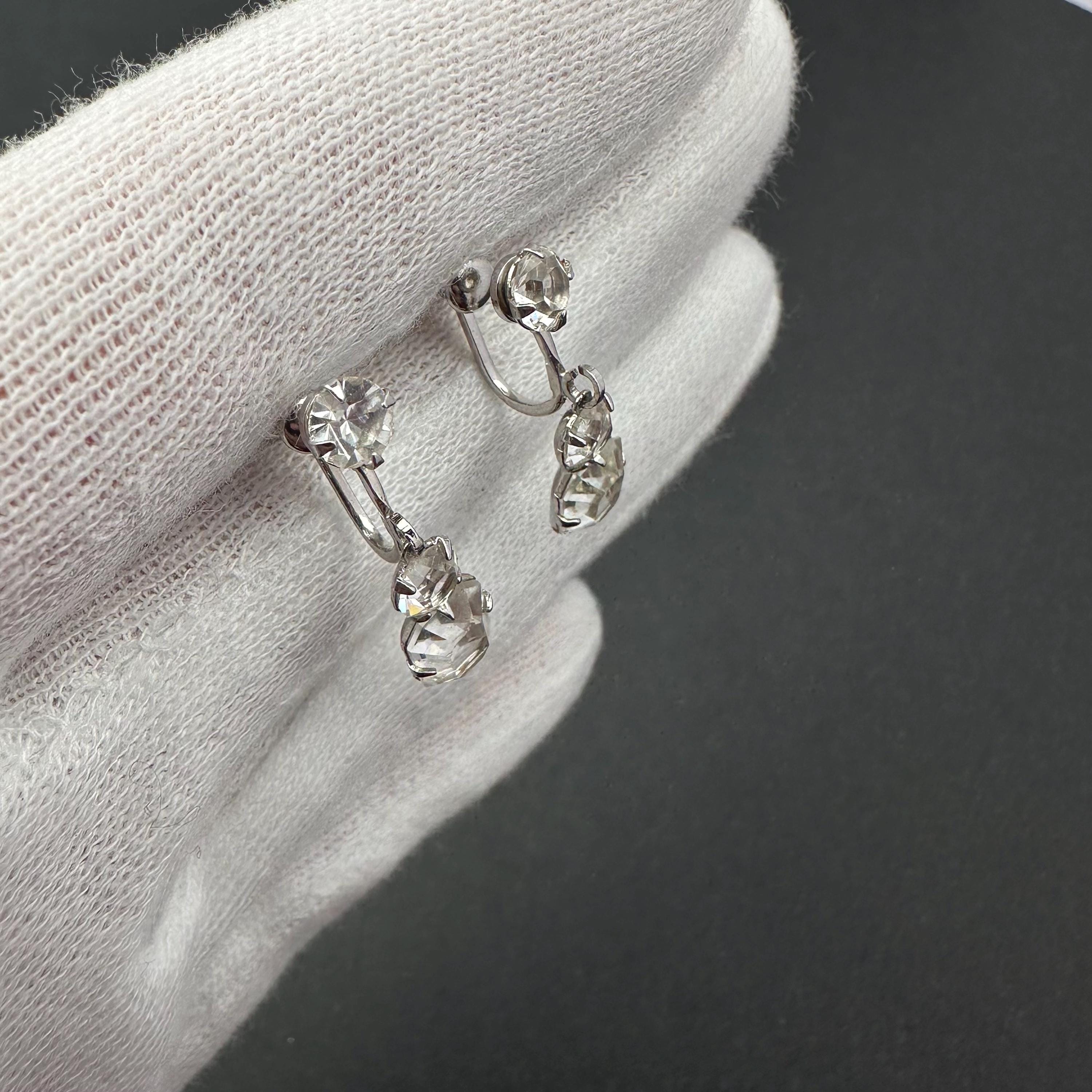 Vintage silver tone 12K gold filled and rhinestone screw-back earrings