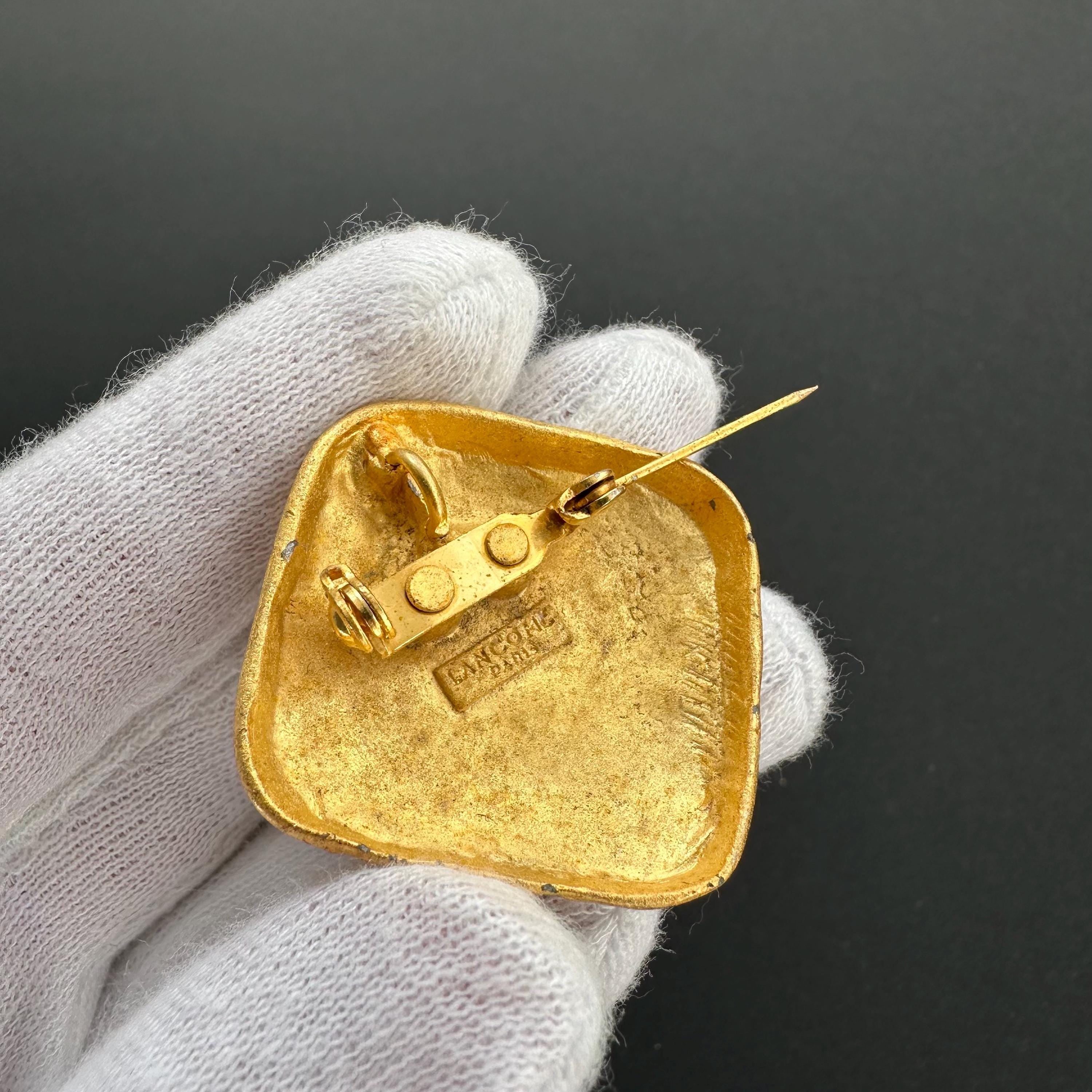 Vintage LANCOME PARIS gold-tone & red lucite brooch