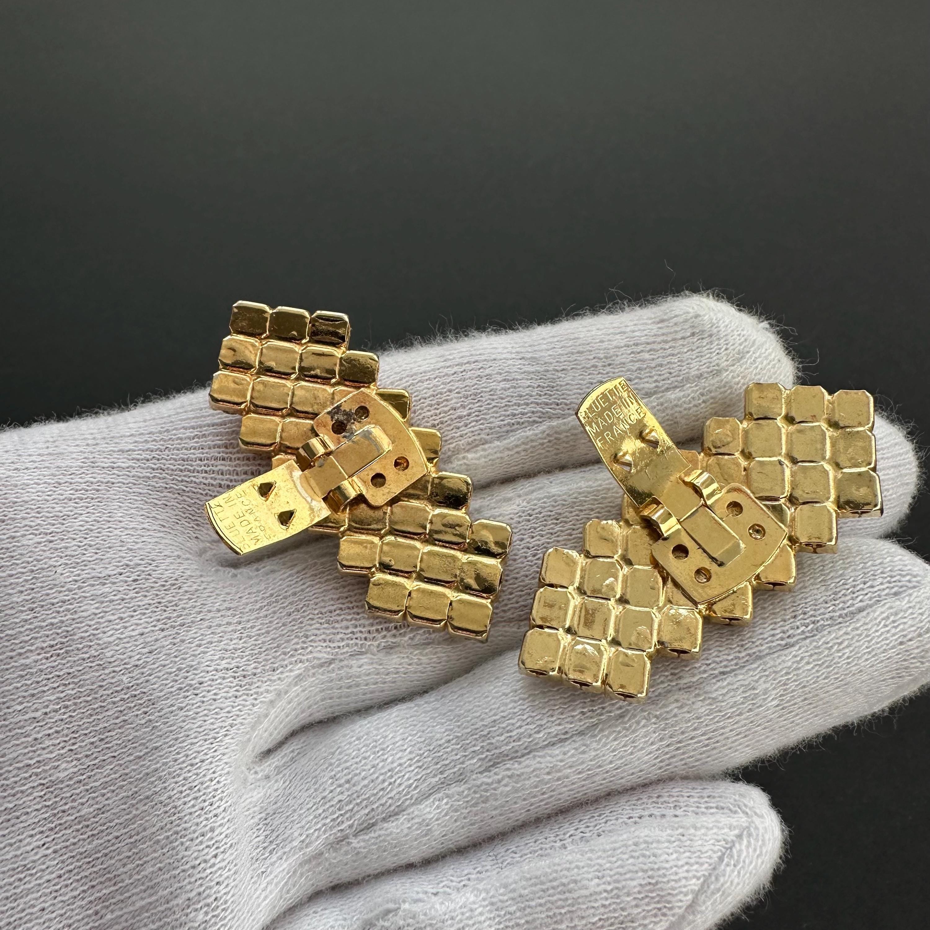 Vintage Bluette gold tone and rhinestone chevron shoe clips – Made in France