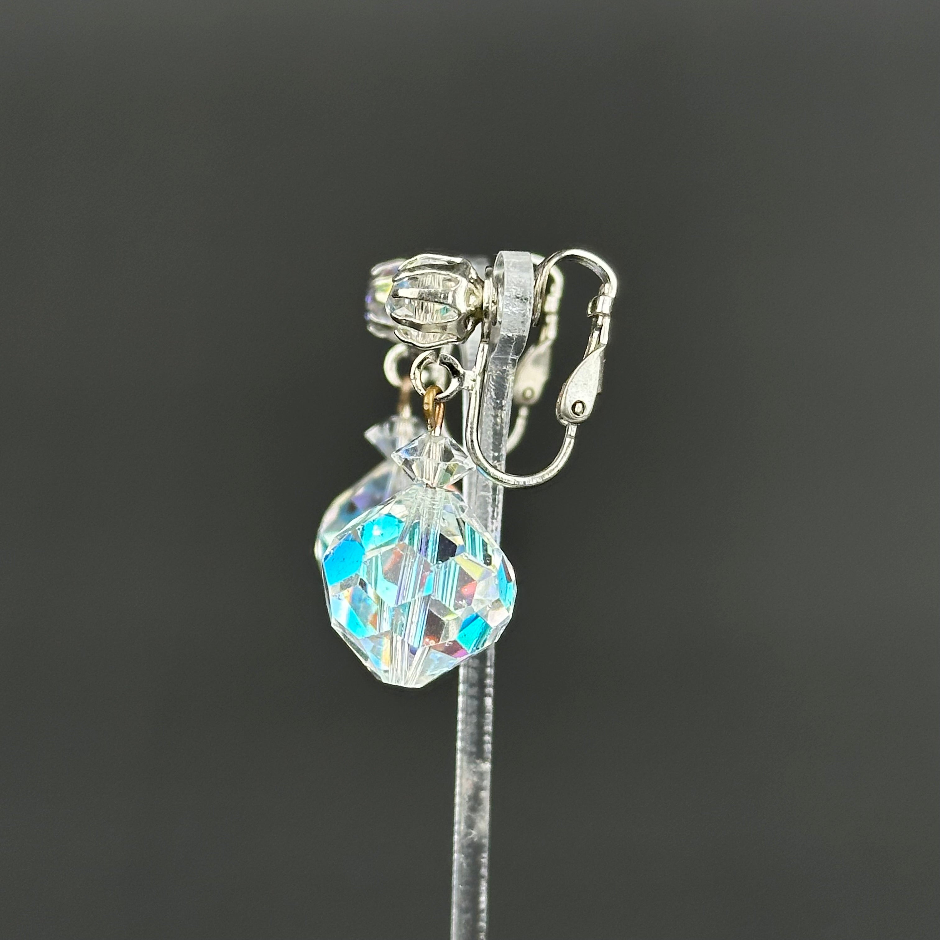 Vintage Laguna crystal drop clip-on earrings
