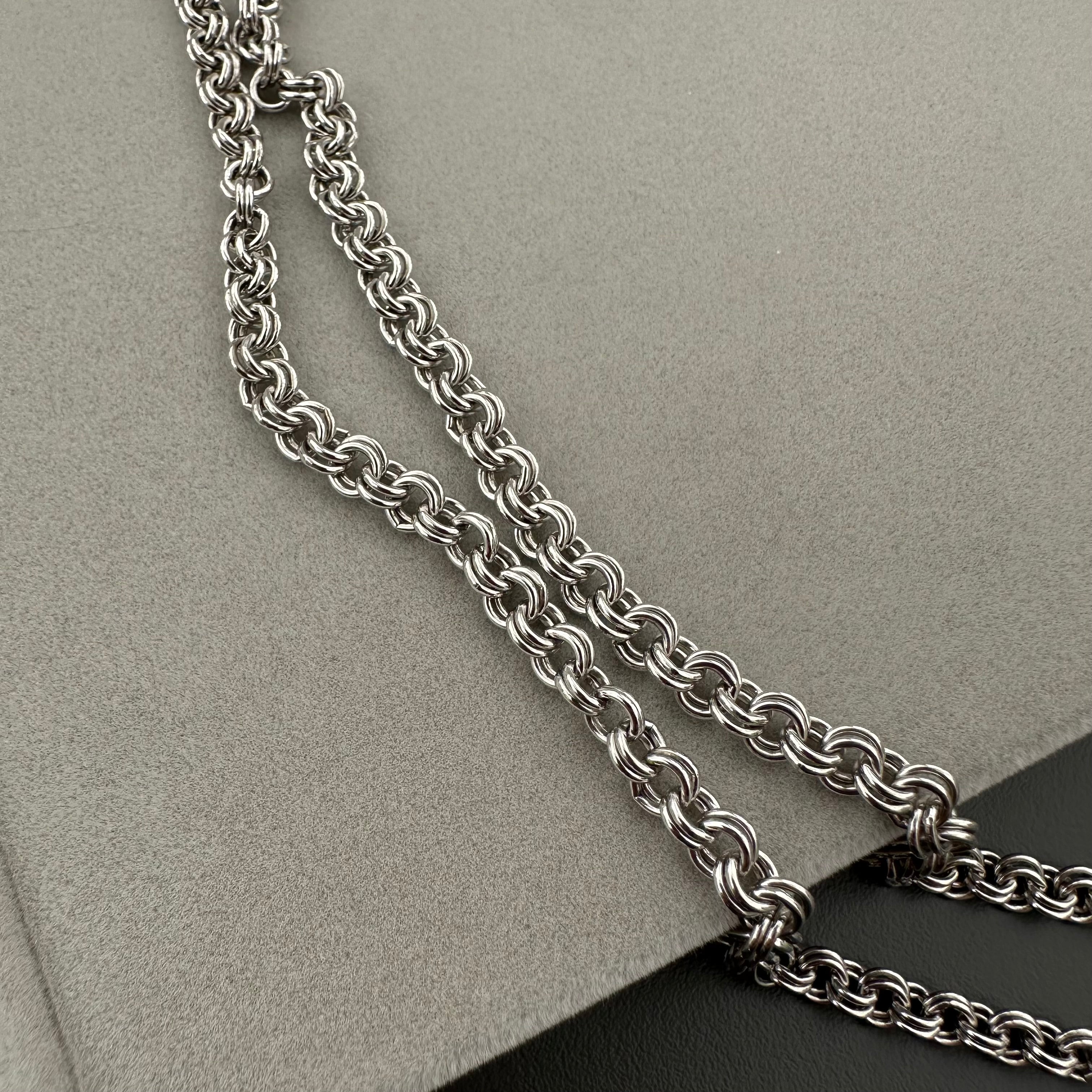 Vintage AVON silver tone double chain necklace with turquoise teardrop pendant