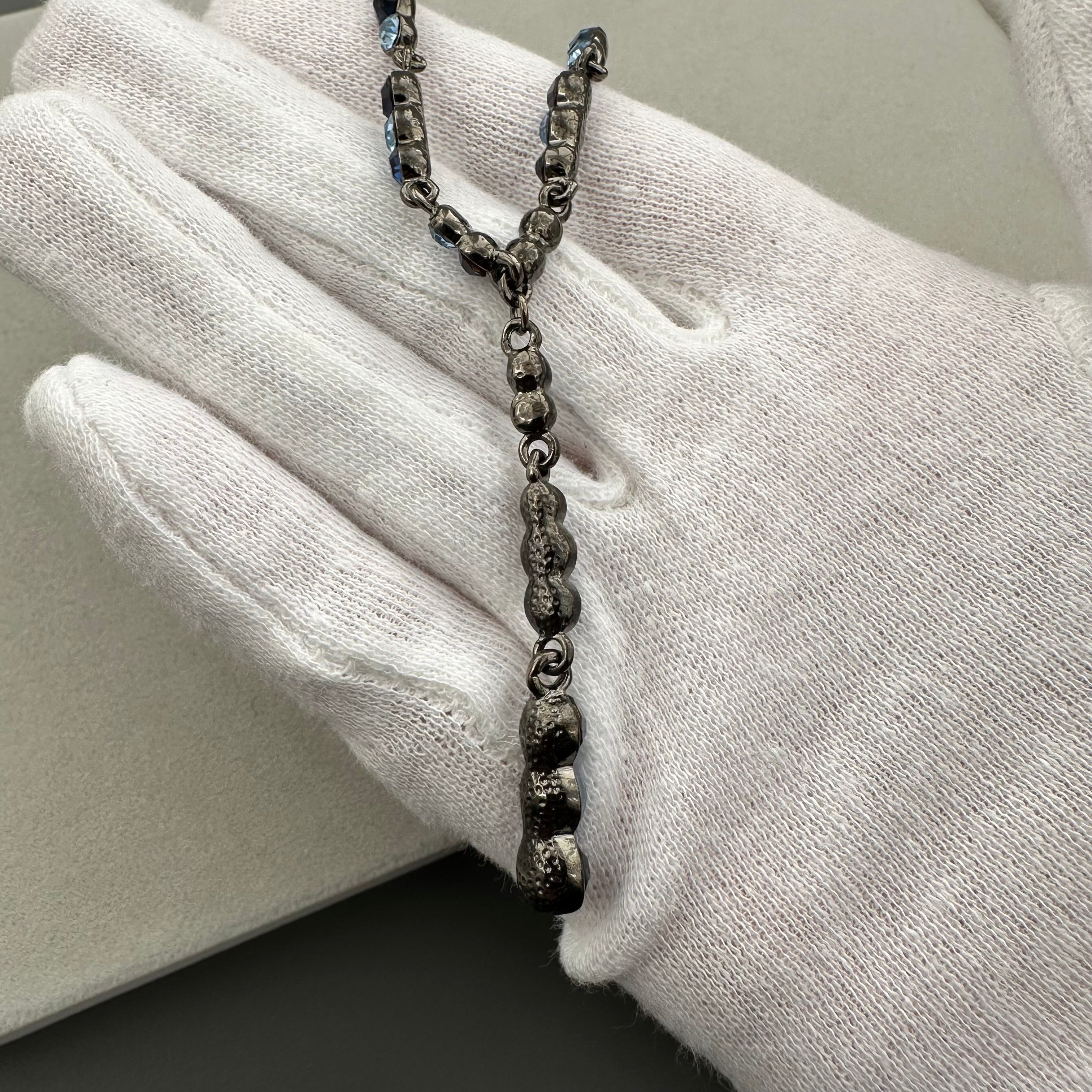 Vintage blue crystal Y necklace