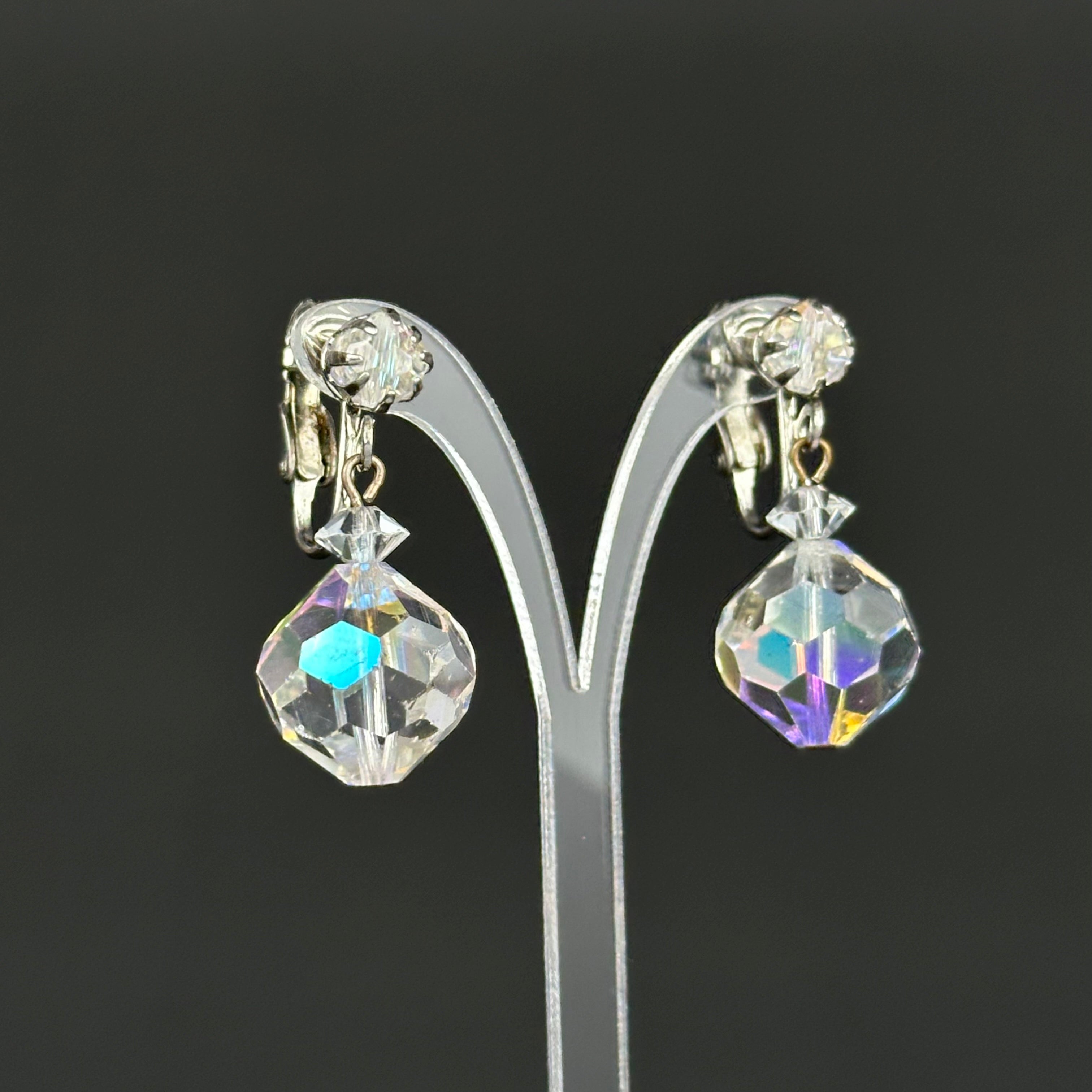 Vintage Laguna crystal drop clip-on earrings
