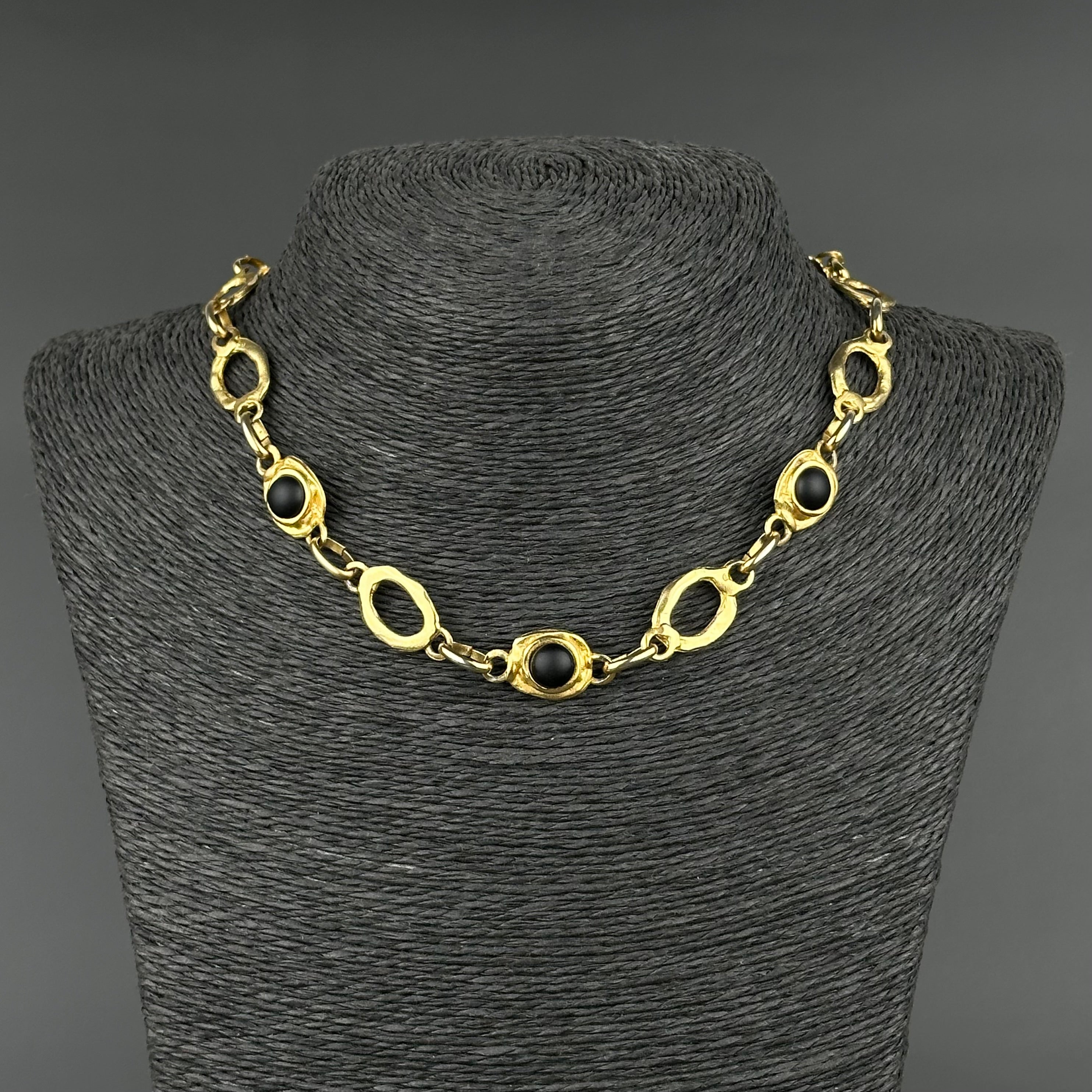 Vintage LOOLA PARIS gold-tone and black necklace