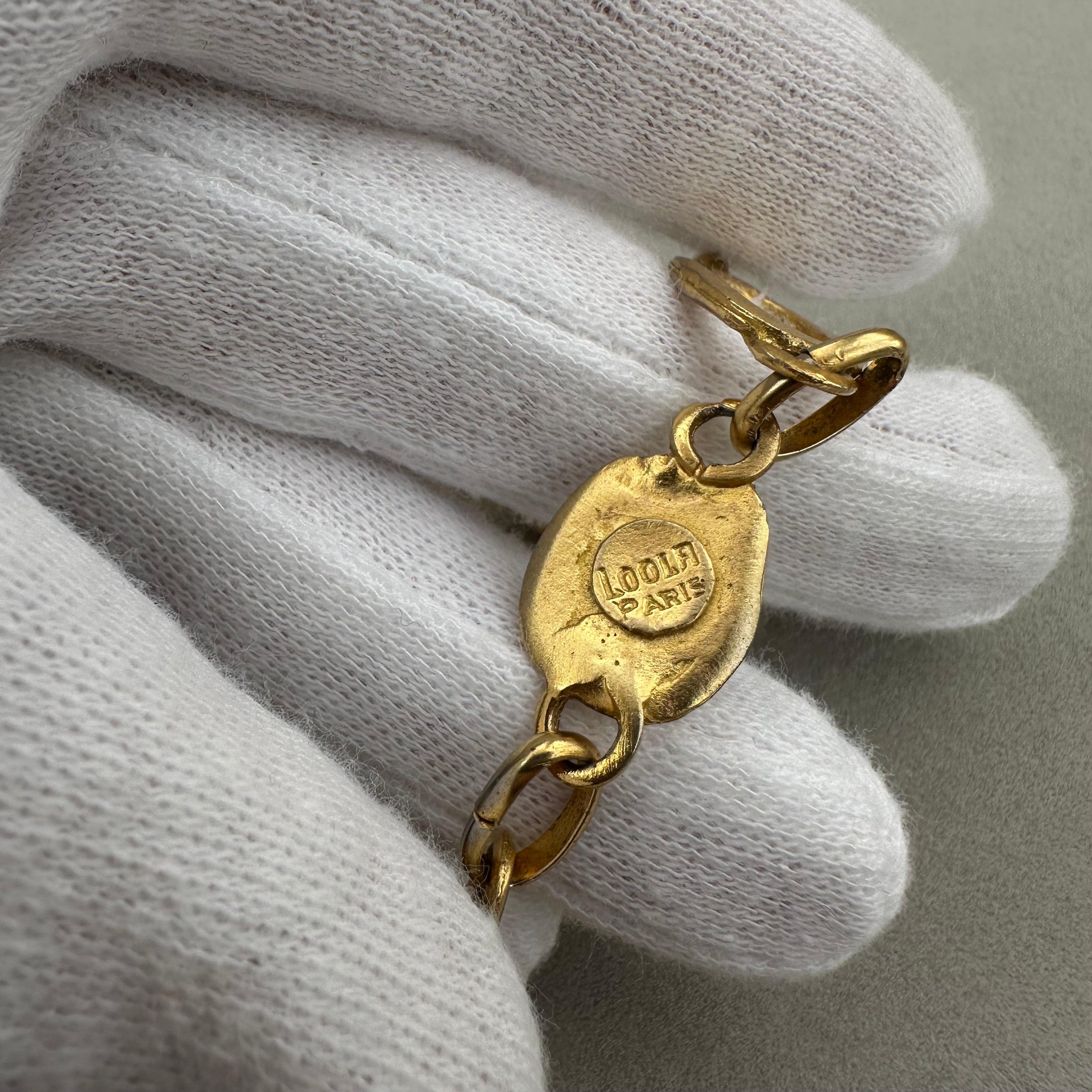 Vintage LOOLA PARIS gold-tone and black necklace