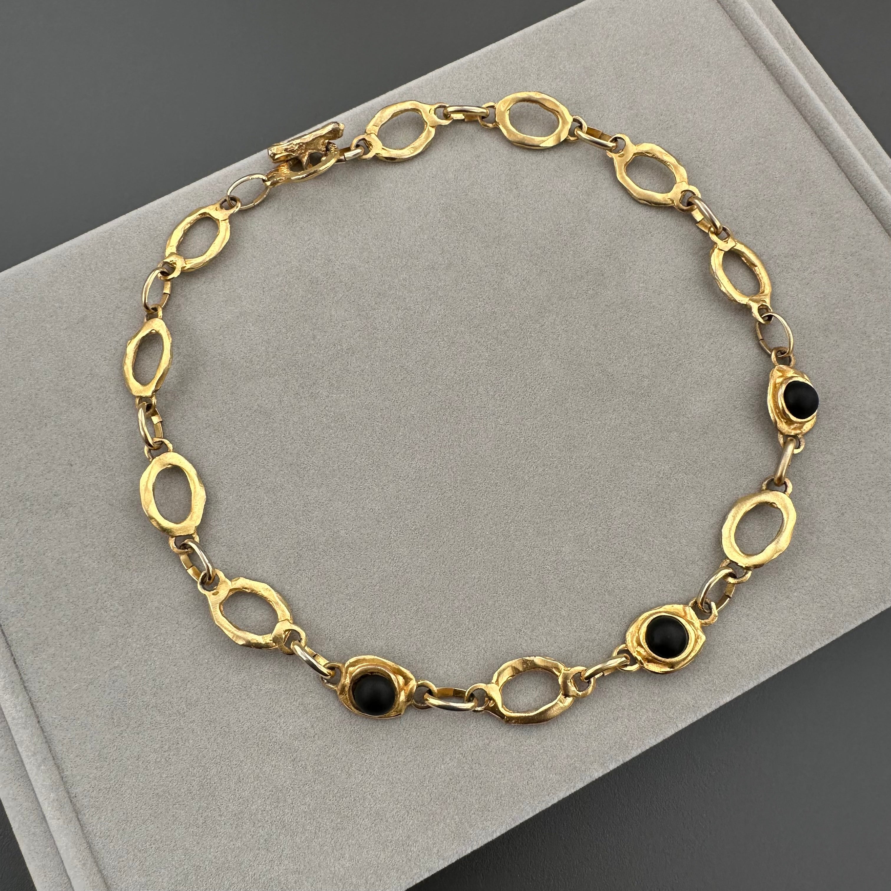 Vintage LOOLA PARIS gold-tone and black necklace