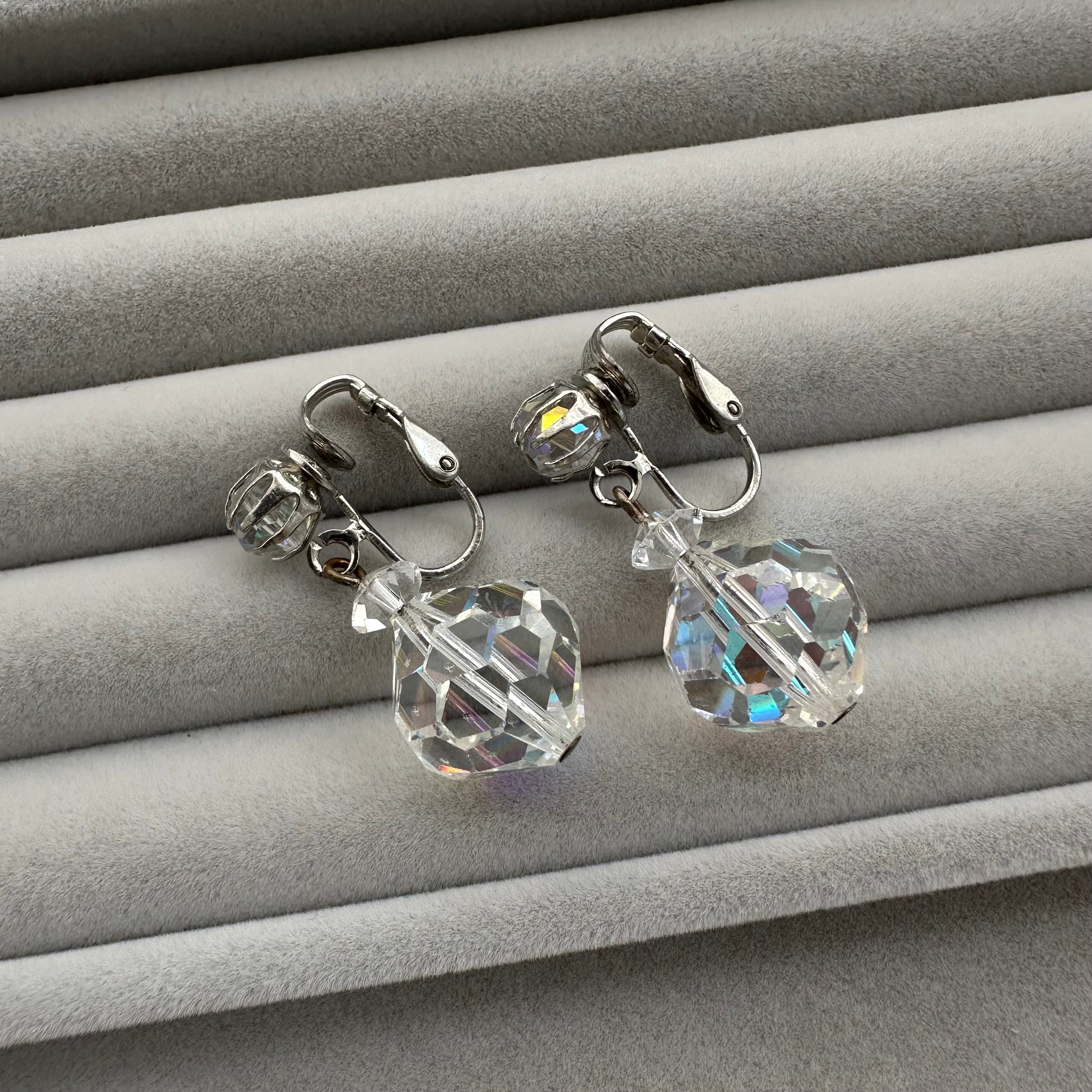 Vintage Laguna crystal drop clip-on earrings