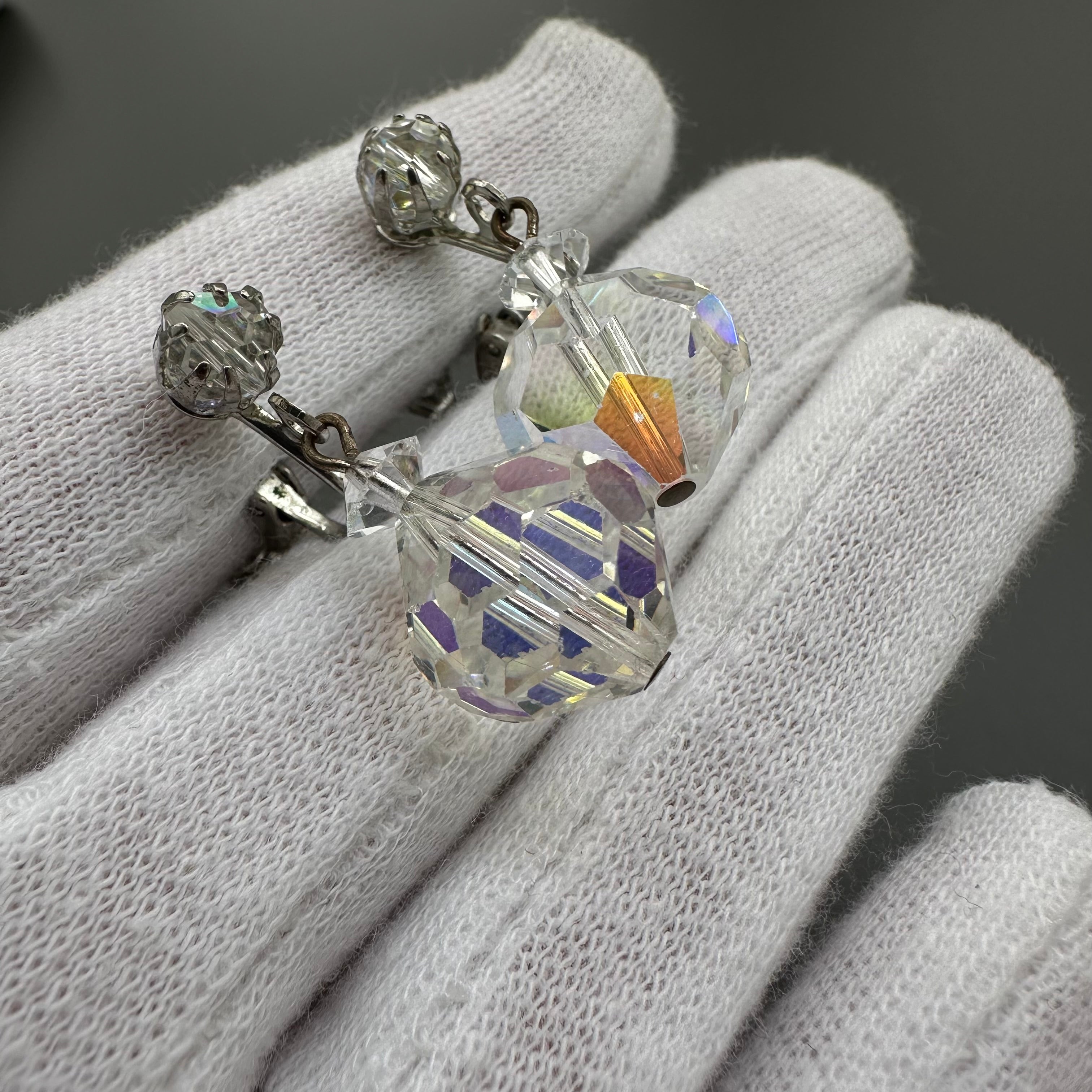 Vintage Laguna crystal drop clip-on earrings