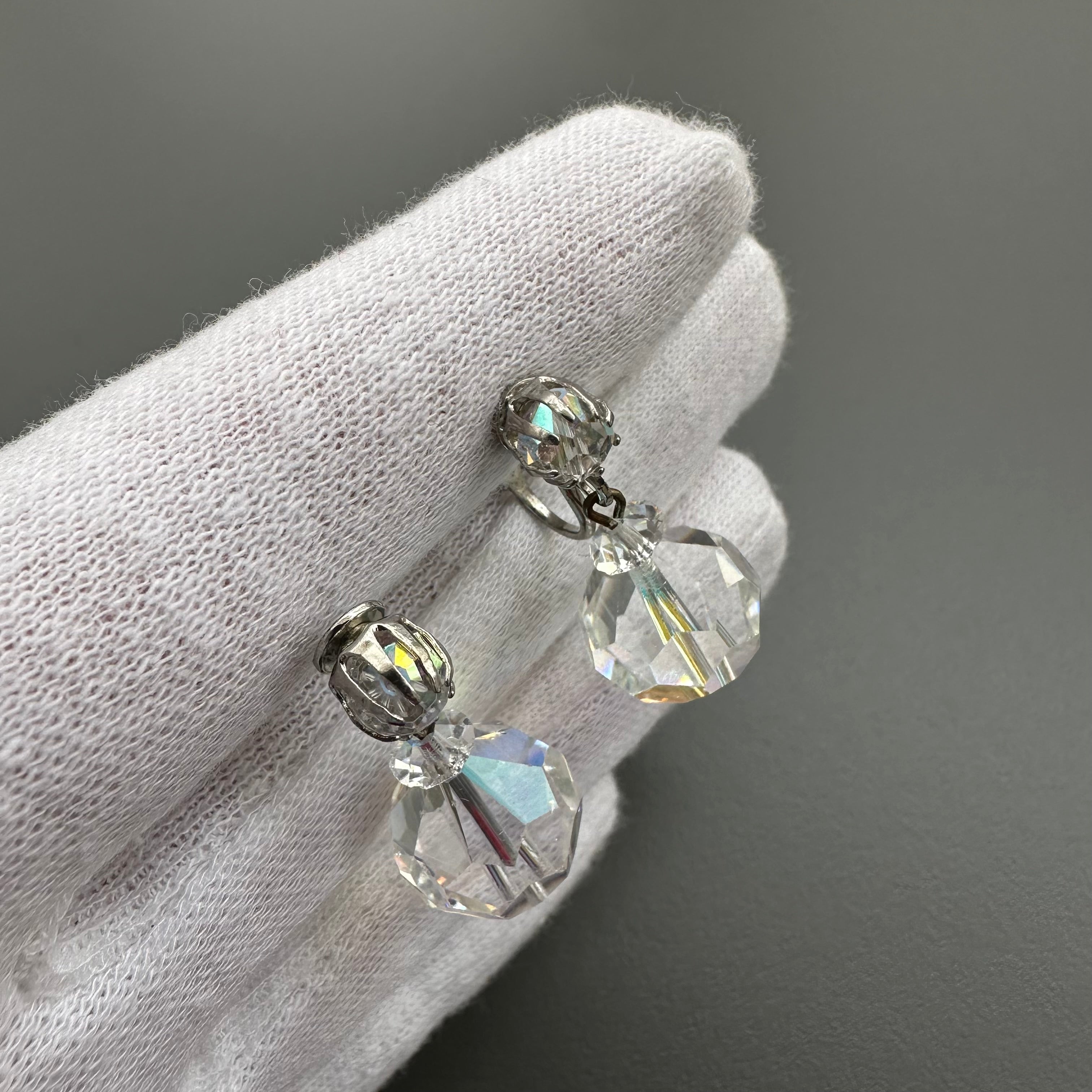 Vintage Laguna crystal drop clip-on earrings