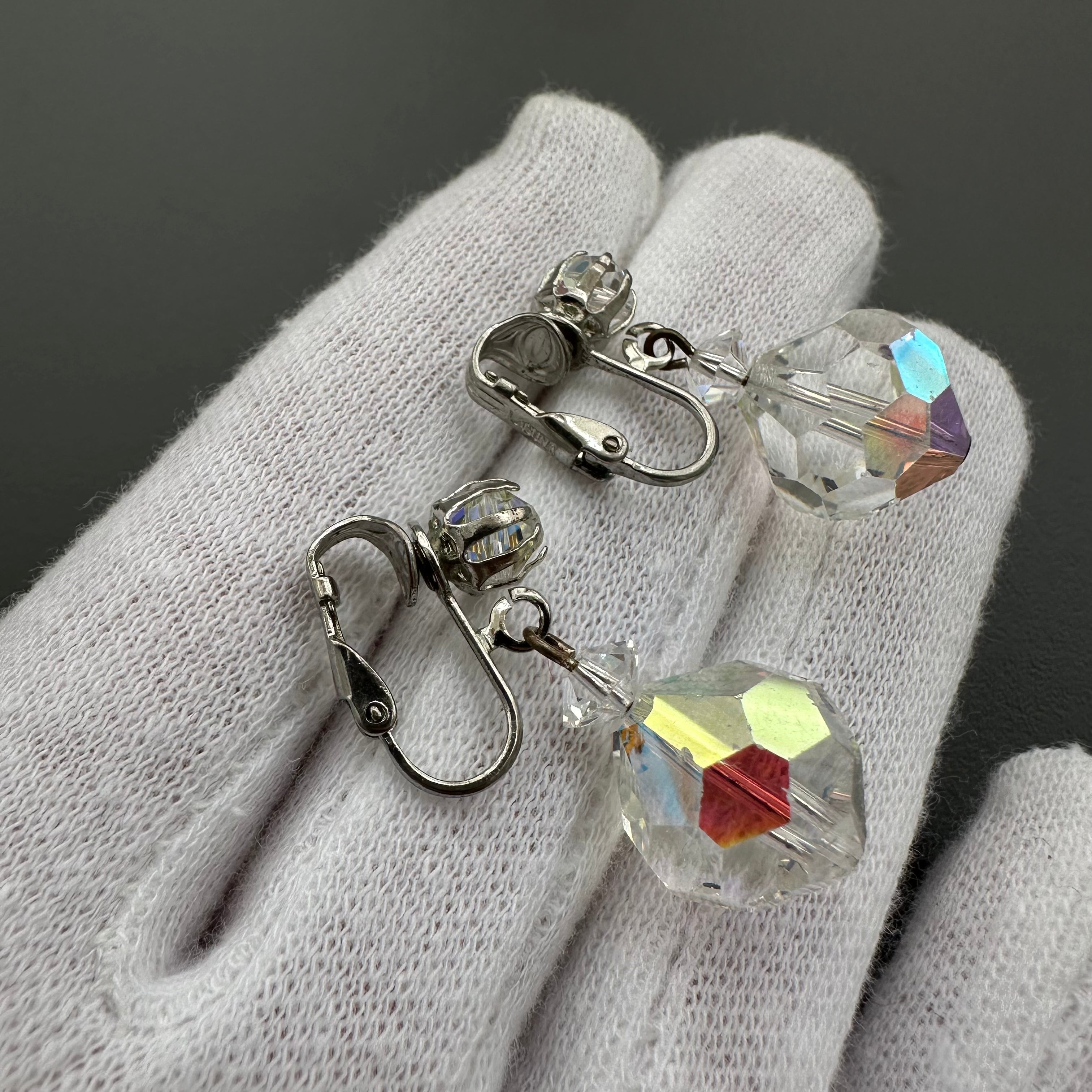 Vintage Laguna crystal drop clip-on earrings