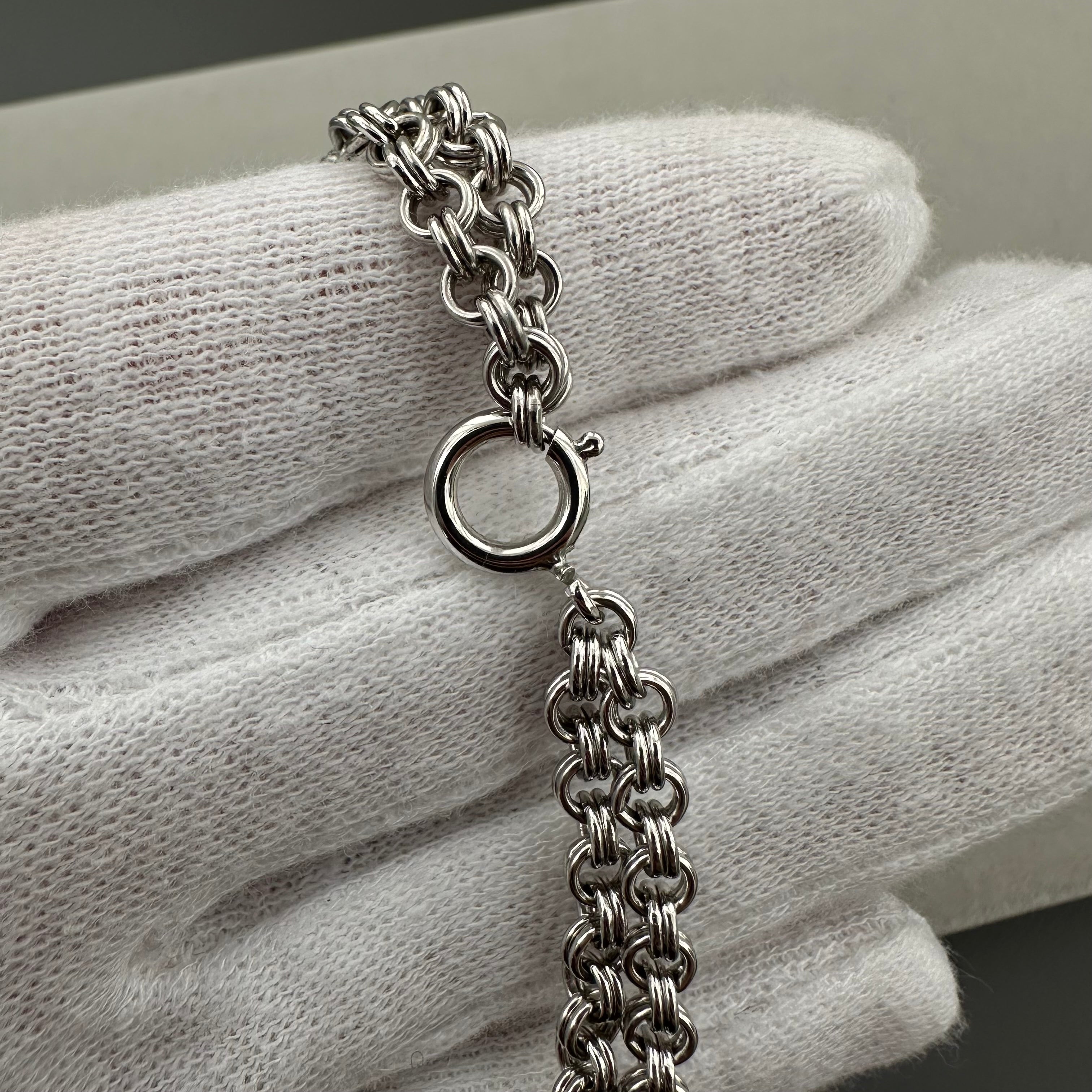 Vintage AVON silver tone double chain necklace with turquoise teardrop pendant