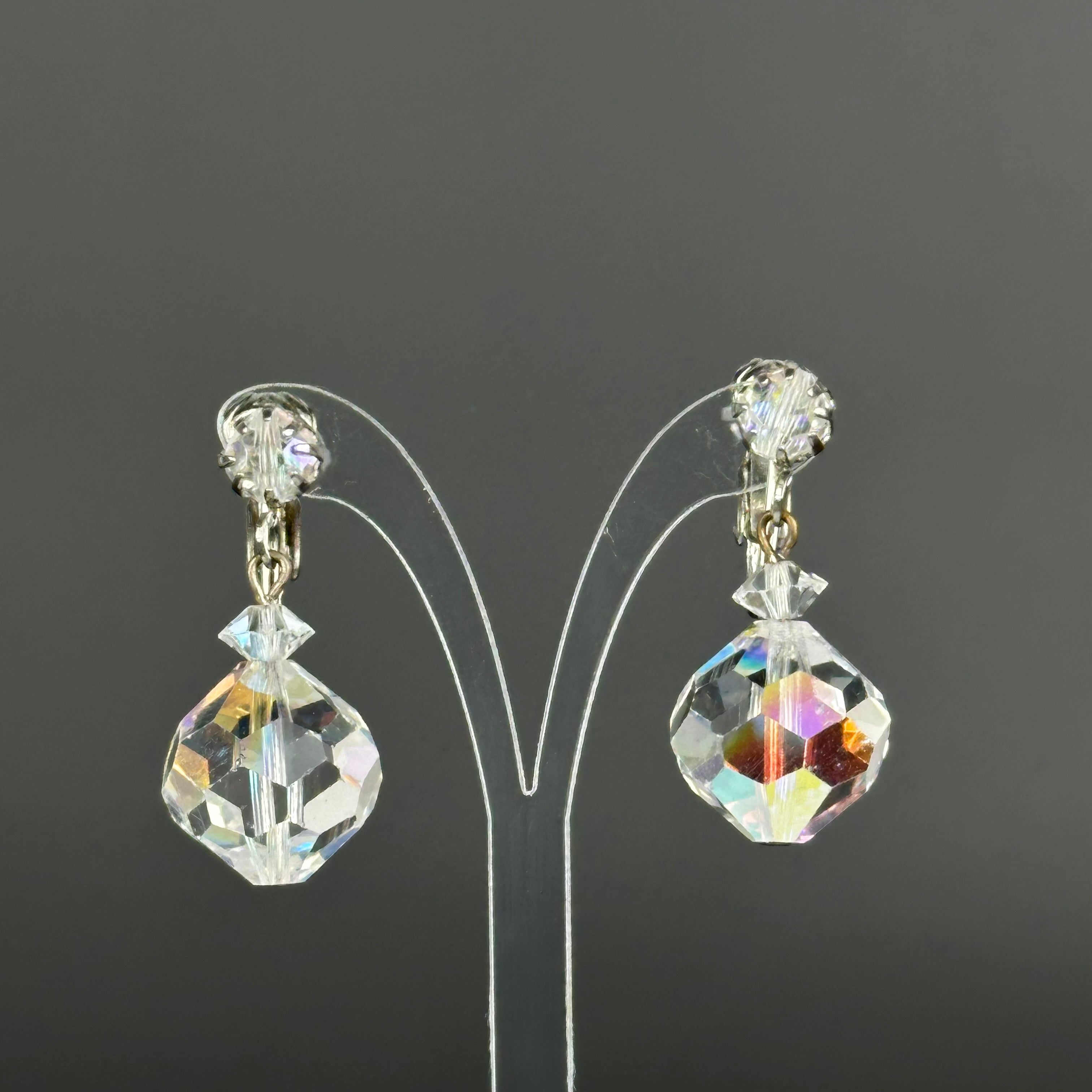 Vintage Laguna crystal drop clip-on earrings