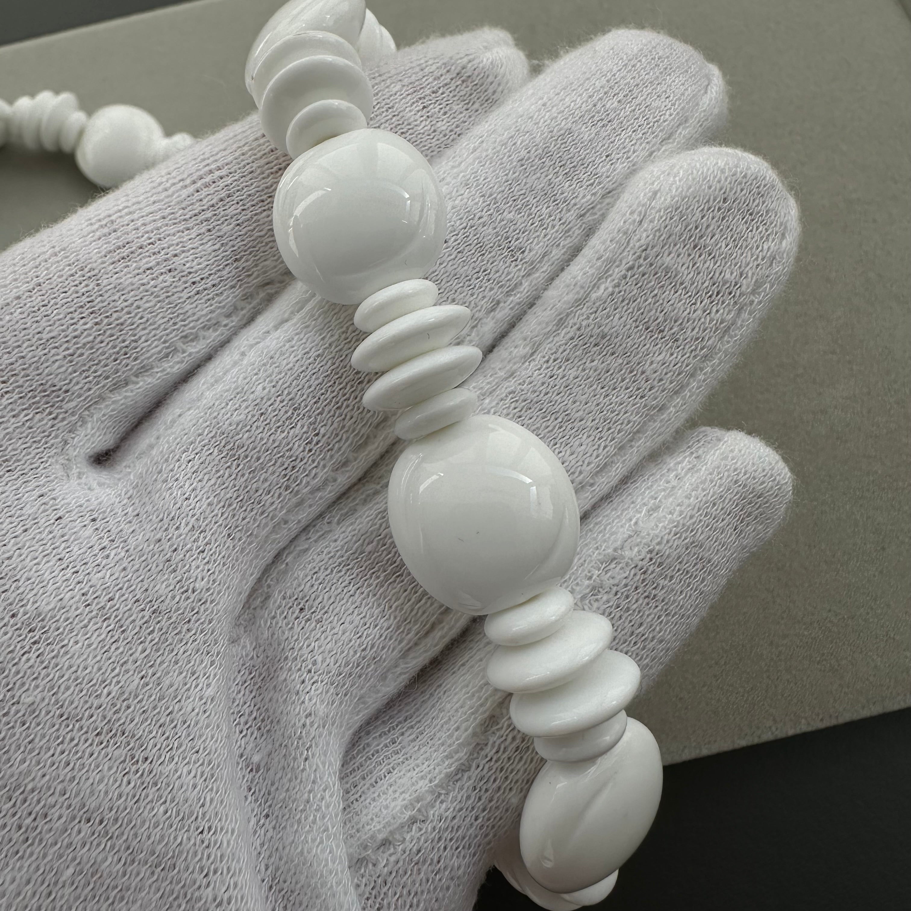 Vintage white plastic bead choker necklace