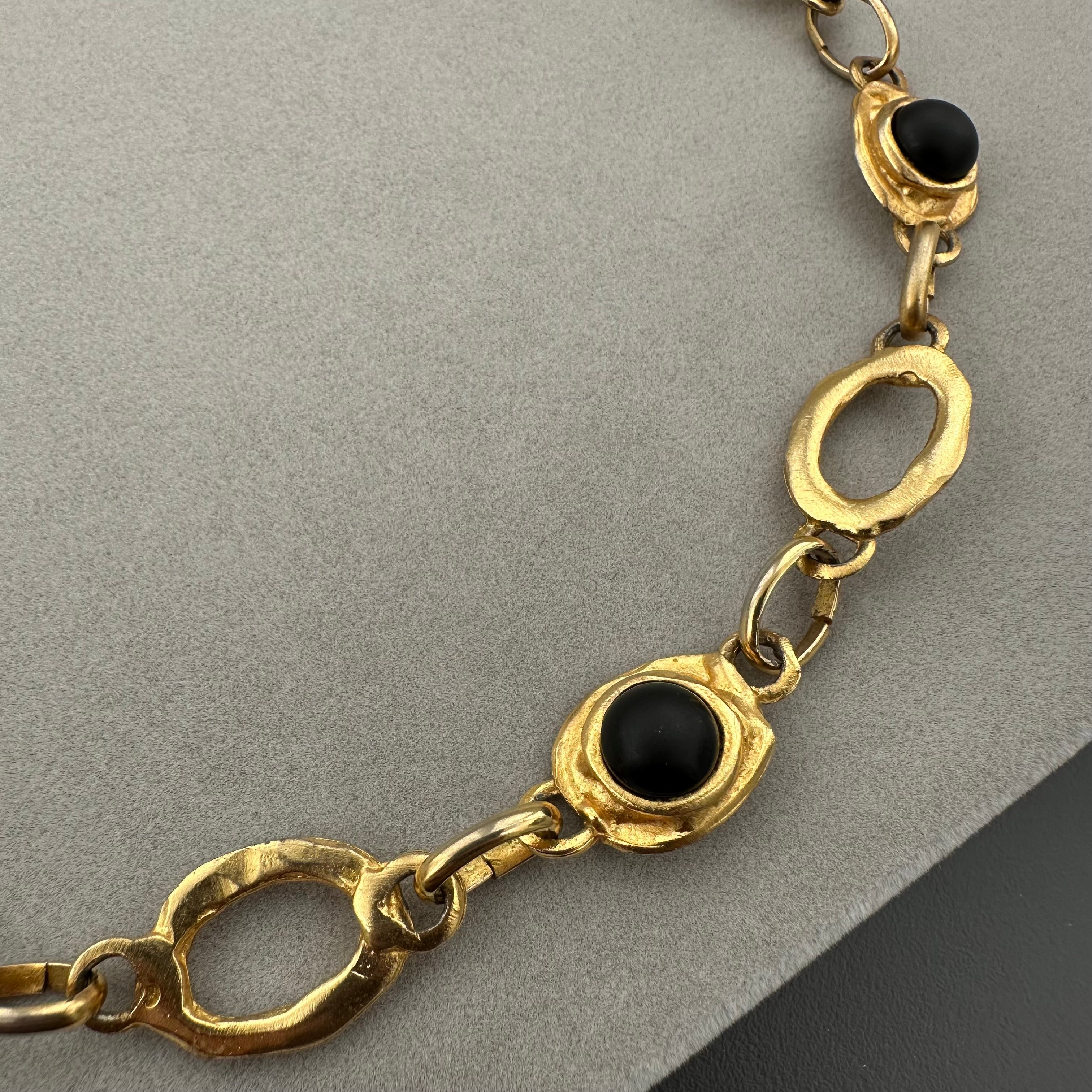Vintage LOOLA PARIS gold-tone and black necklace