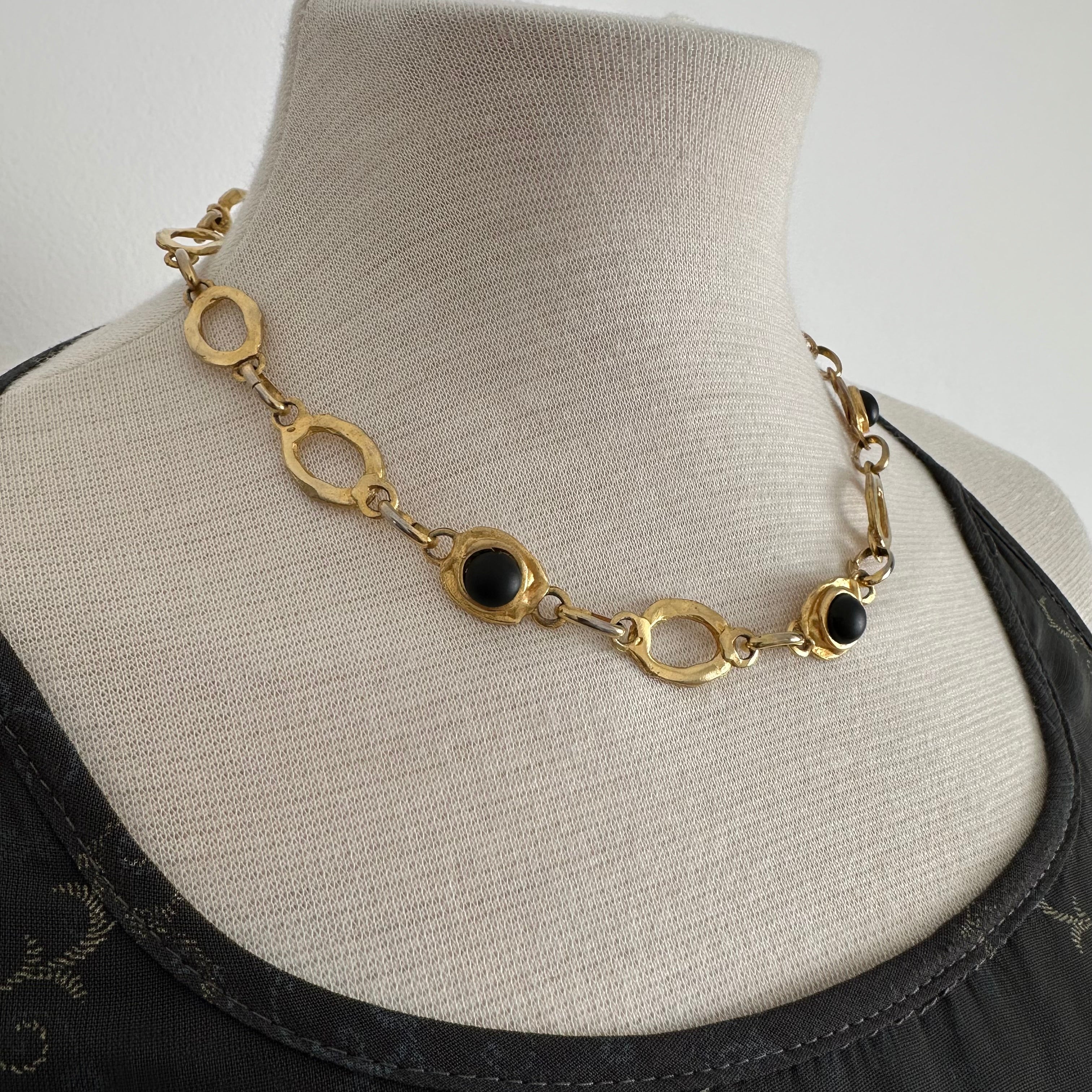 Vintage LOOLA PARIS gold-tone and black necklace
