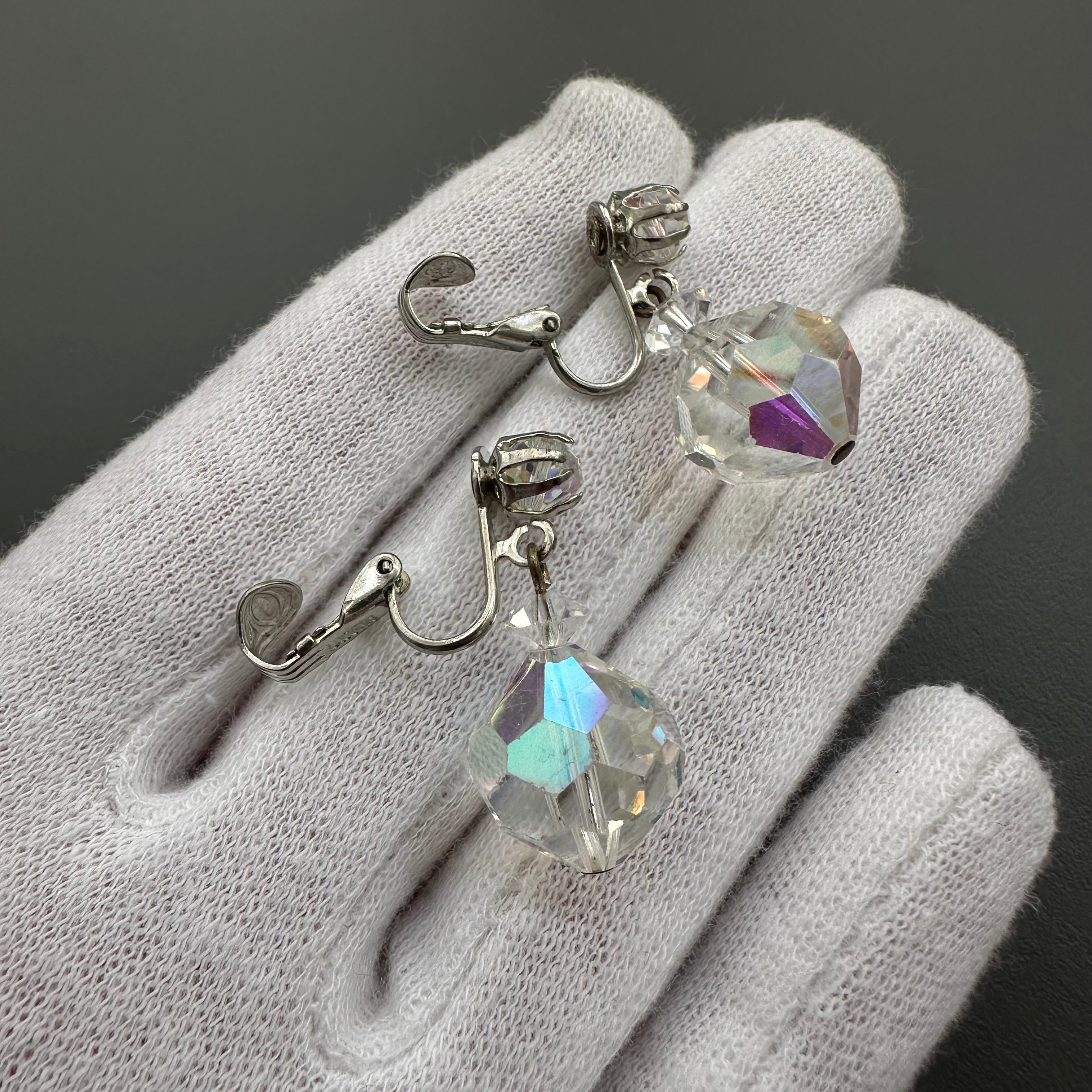 Vintage Laguna crystal drop clip-on earrings