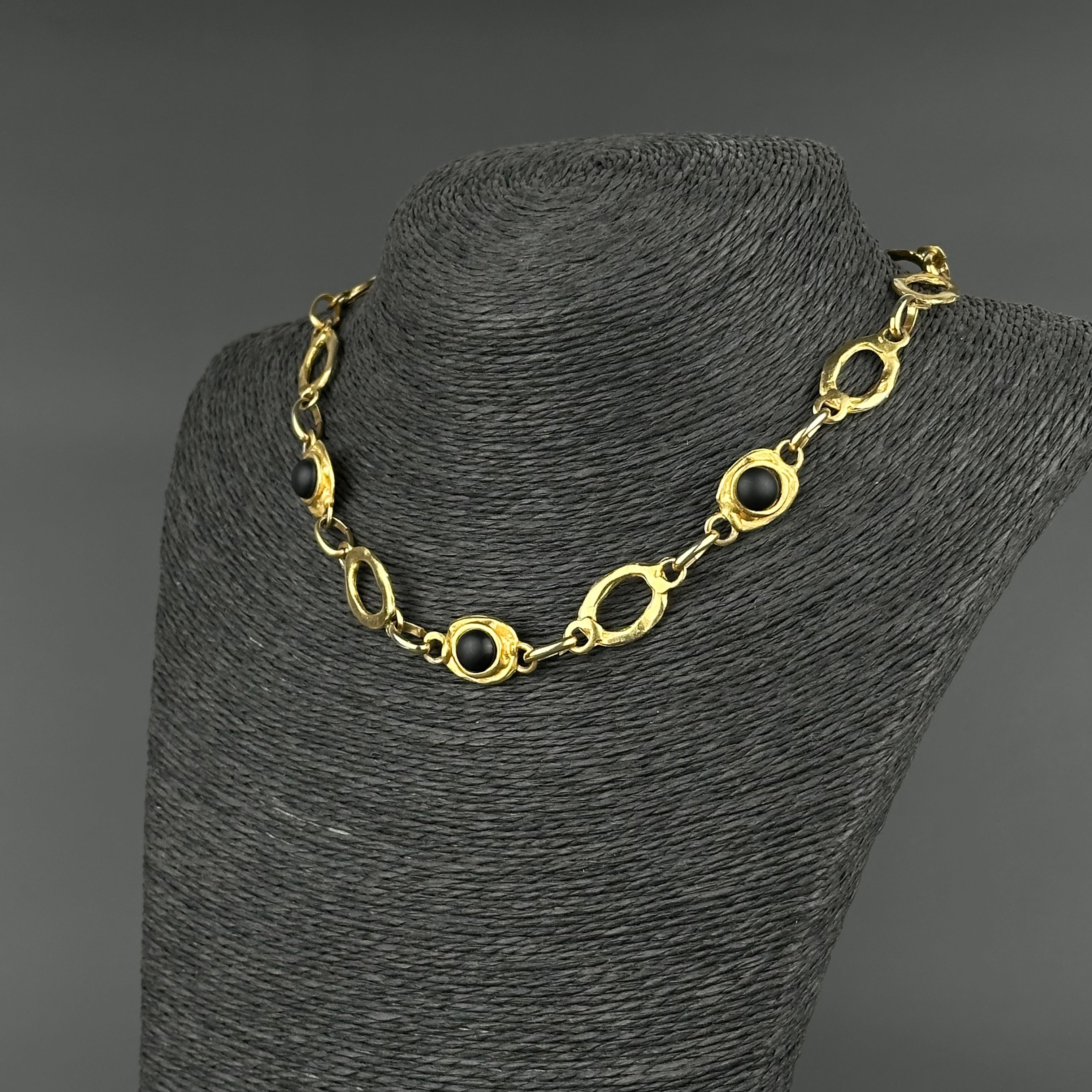 Vintage LOOLA PARIS gold-tone and black necklace