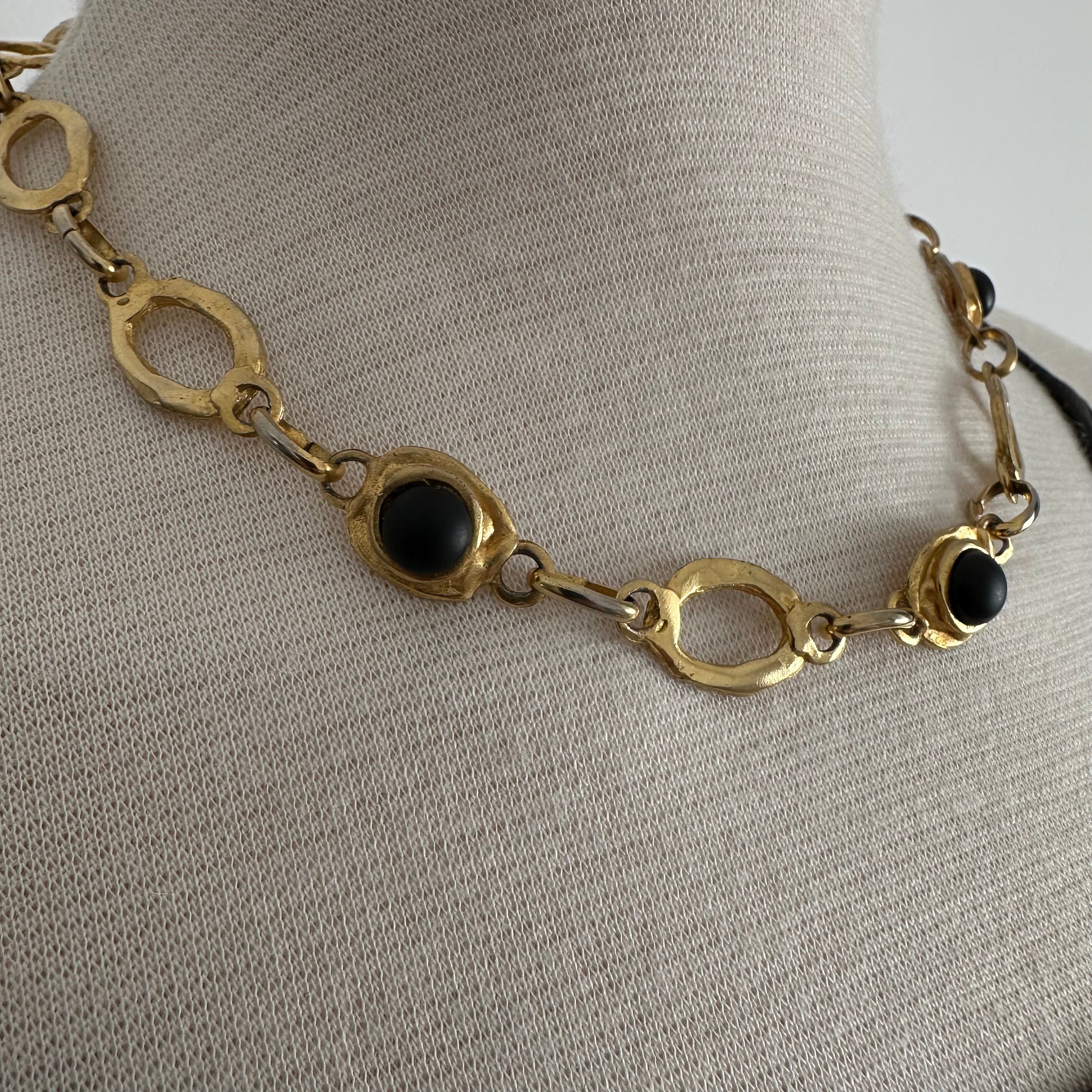 Vintage LOOLA PARIS gold-tone and black necklace