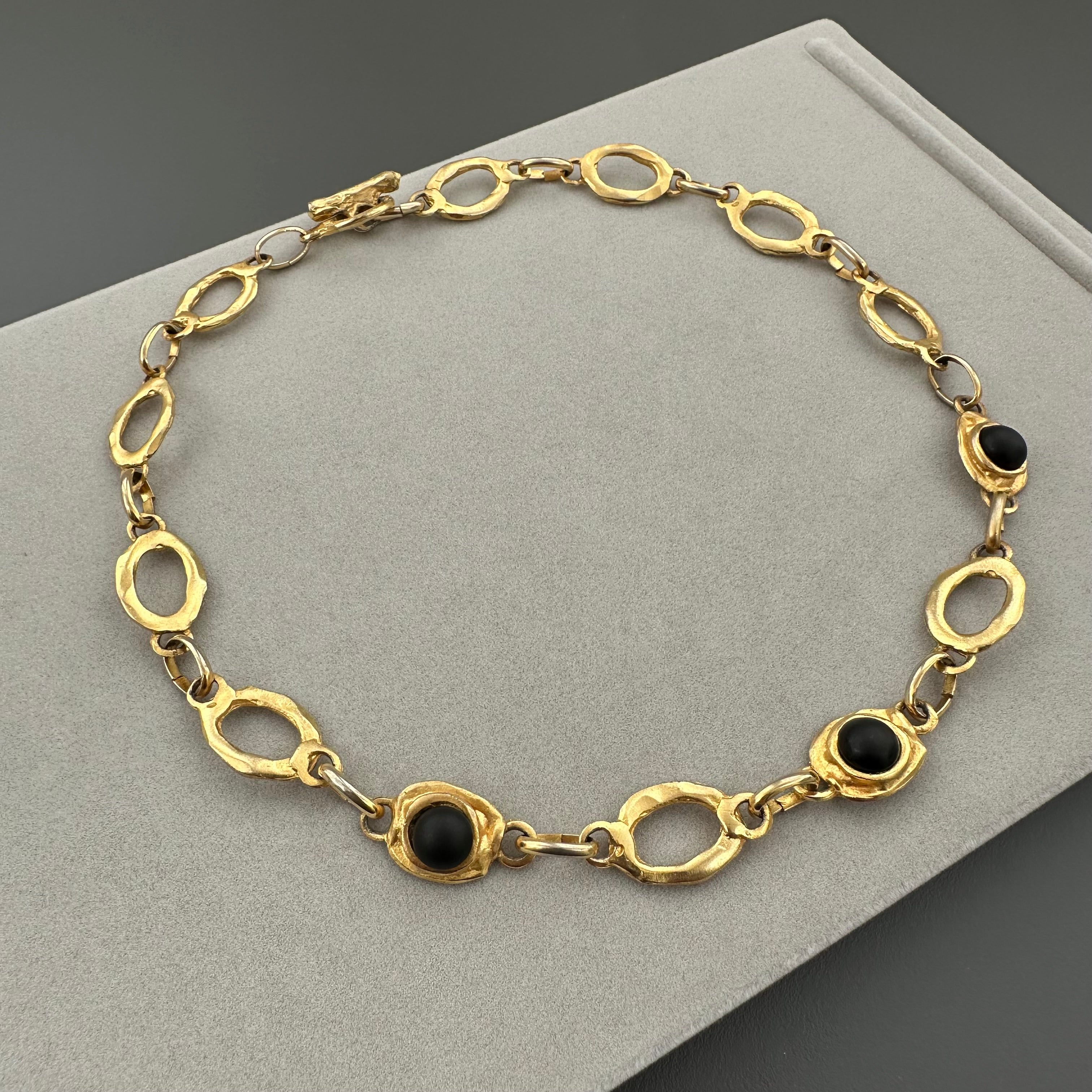 Vintage LOOLA PARIS gold-tone and black necklace