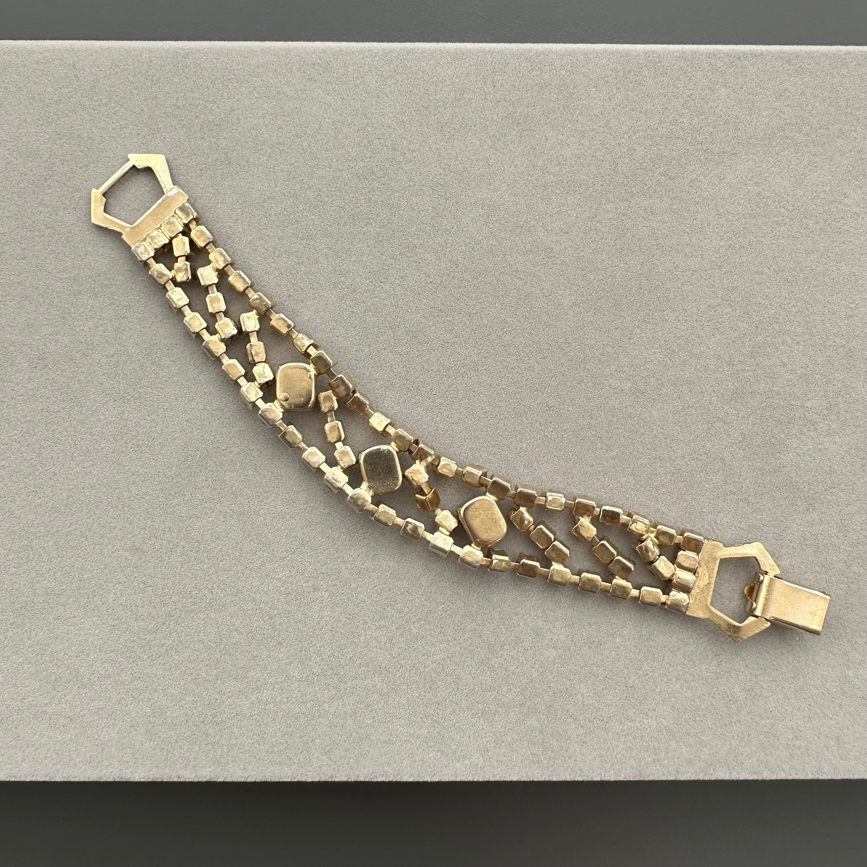 Vintage gold tone and aurora borealis rhinestone bracelet