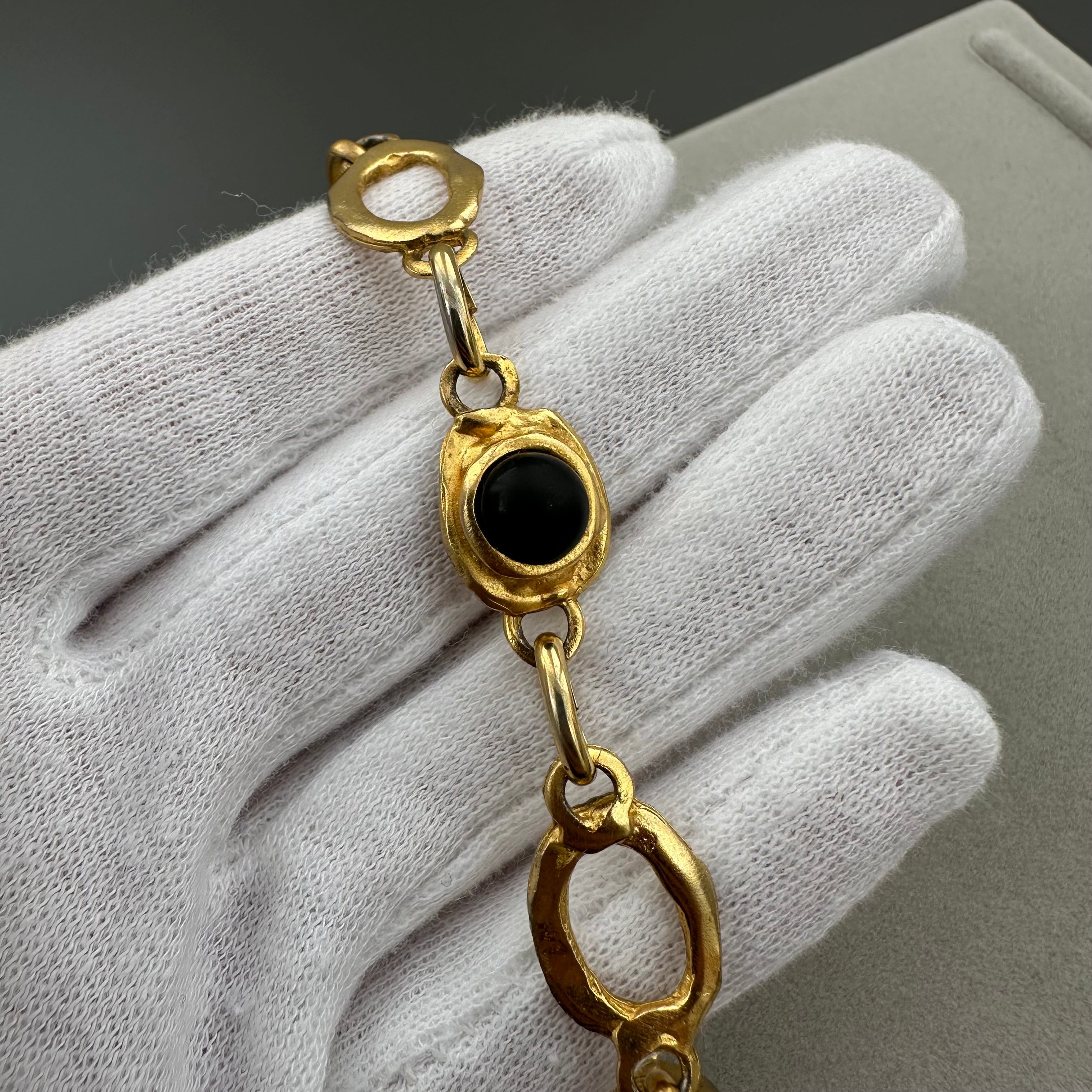 Vintage LOOLA PARIS gold-tone and black necklace