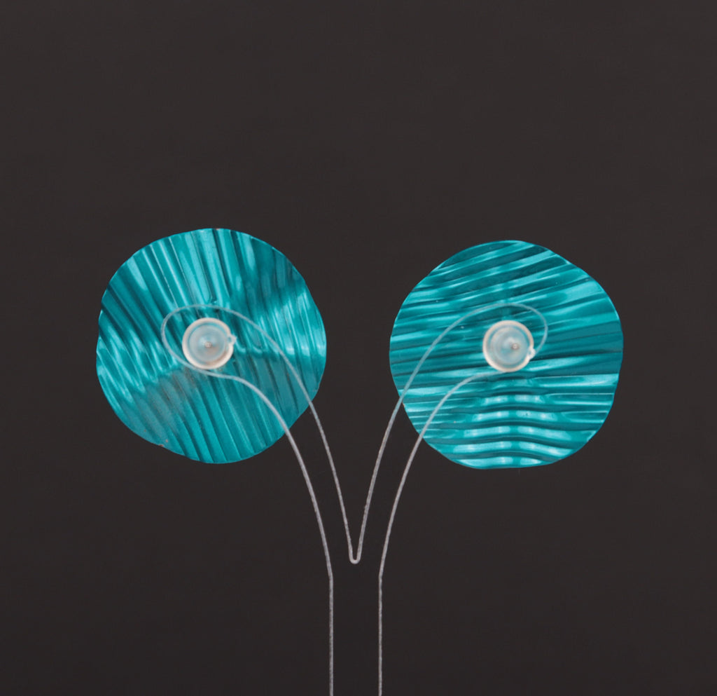 Vintage textured turquoise enamel round earrings
