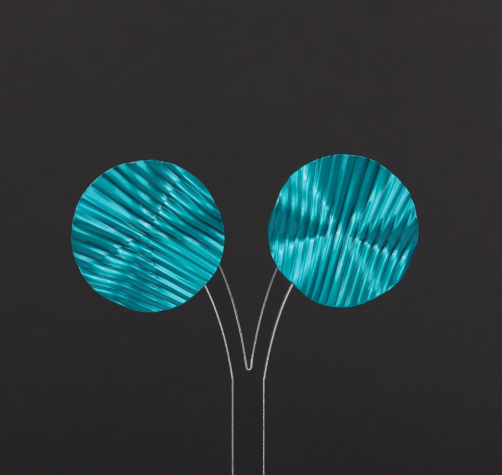 Vintage textured turquoise enamel round earrings