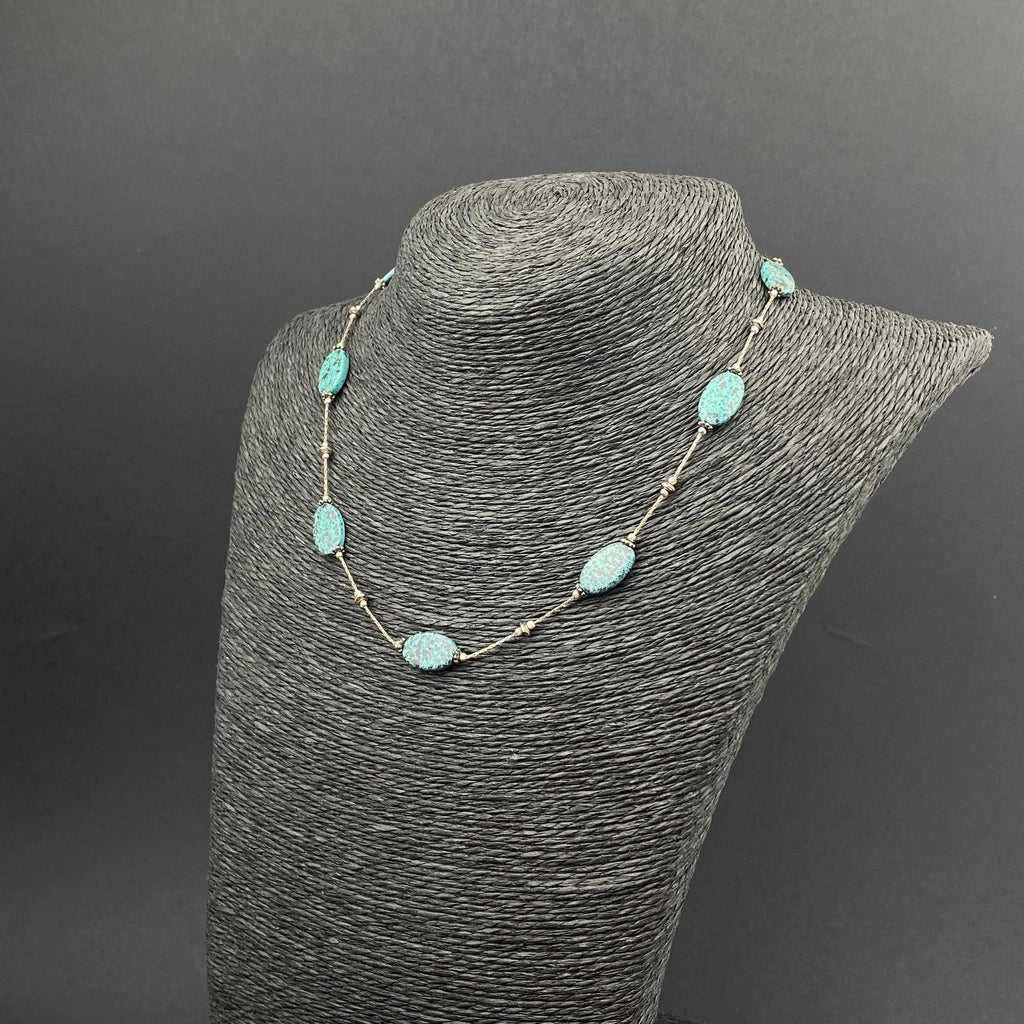 Vintage Monet silver tone and faux turquoise stone choker necklace