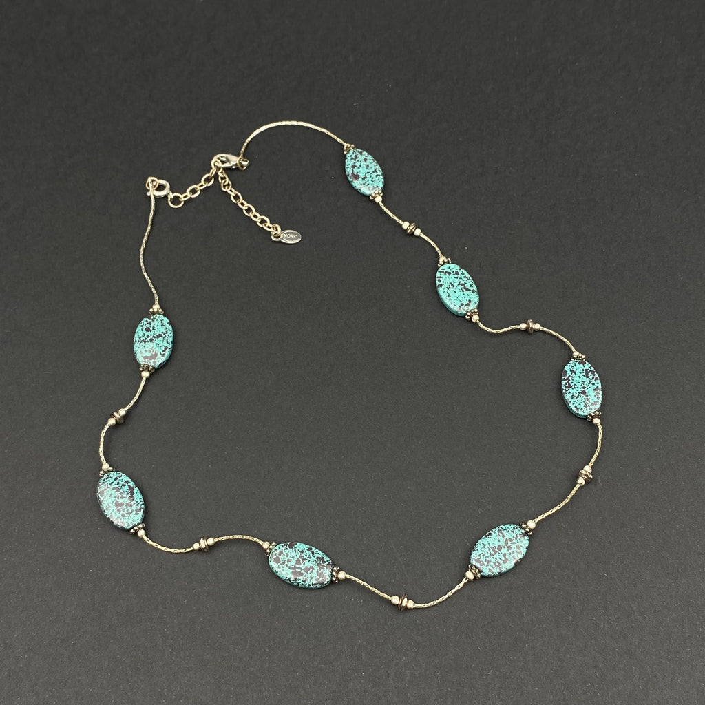 Vintage Monet silver tone and faux turquoise stone choker necklace