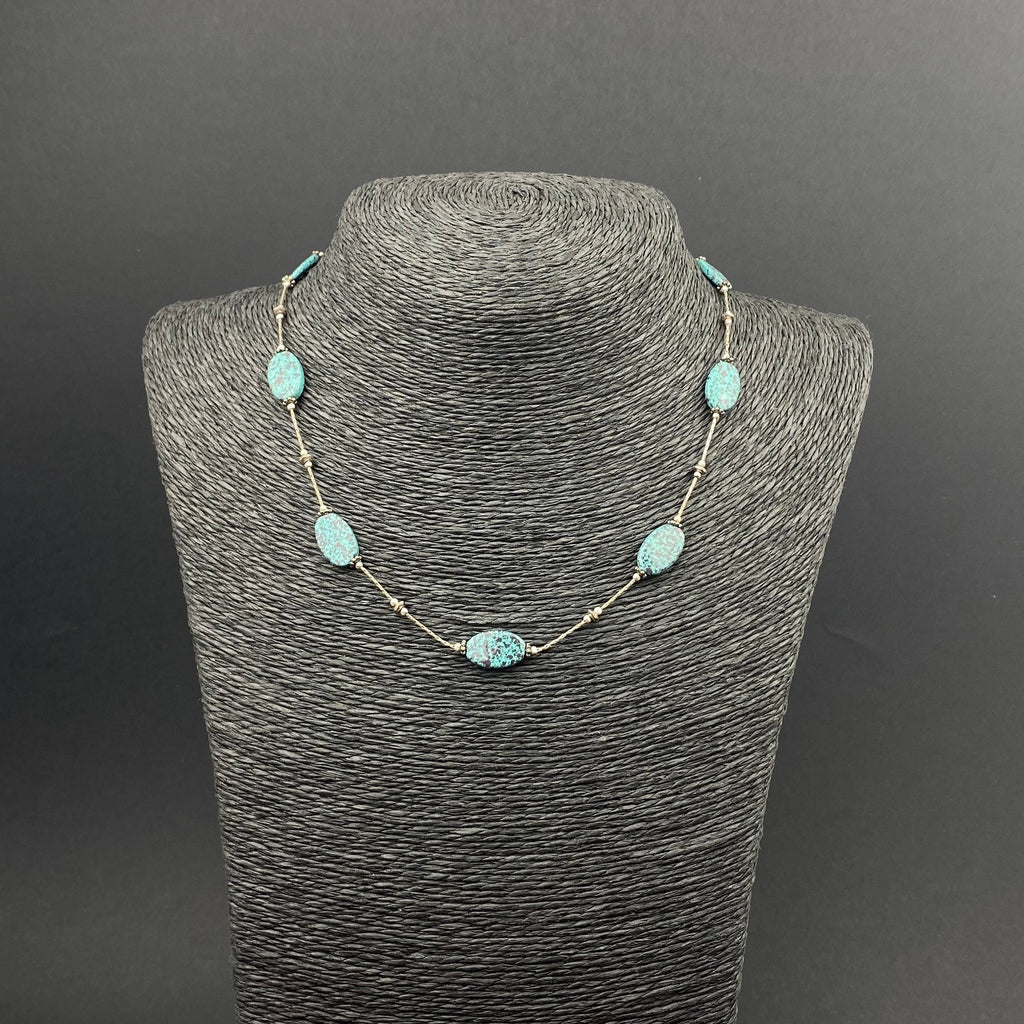Vintage Monet silver tone and faux turquoise stone choker necklace