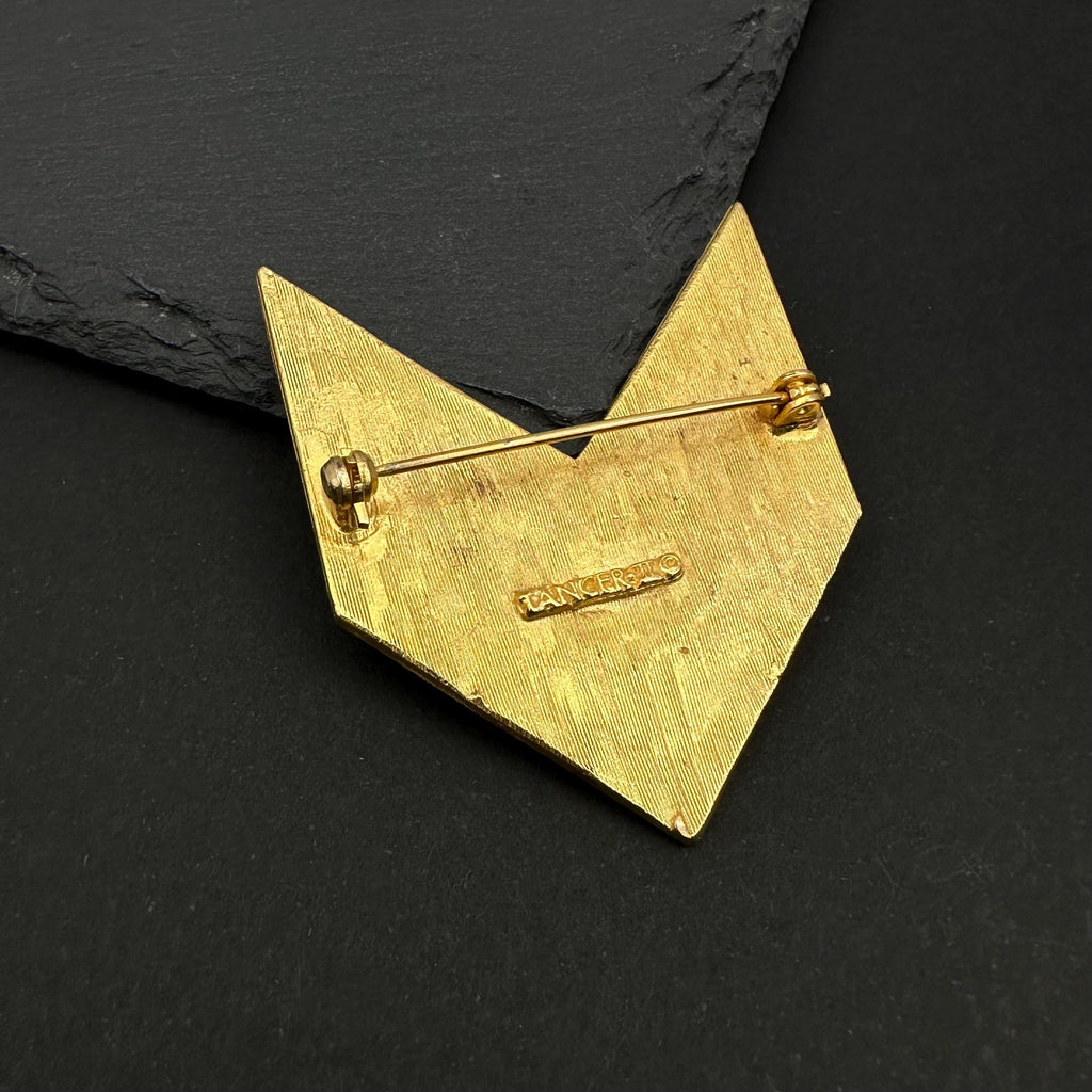 Vintage Tancer & Two gold tone, enamel and rhinestone chevron brooch