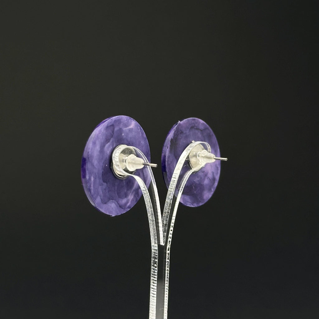Vintage purple and gold tone plastic earrings
