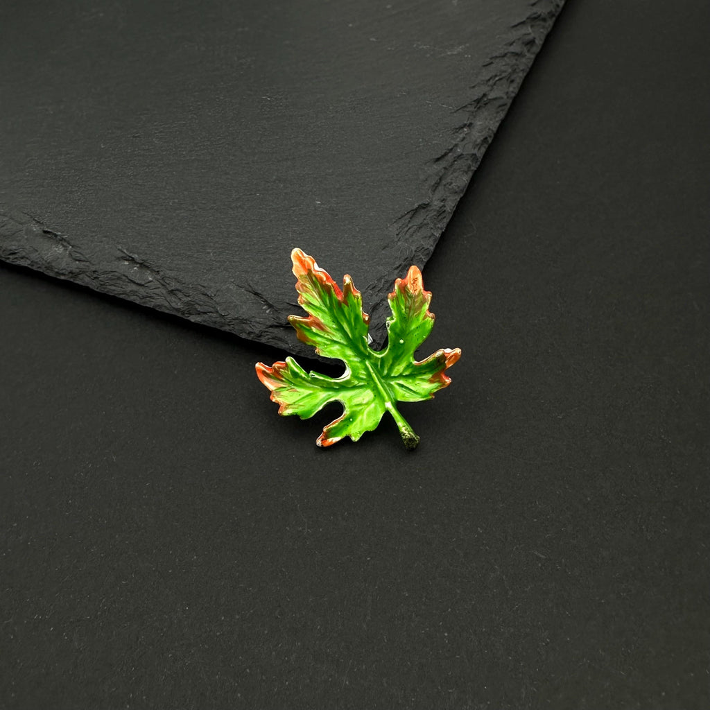 Vintage Gerry's enamel leaf brooch