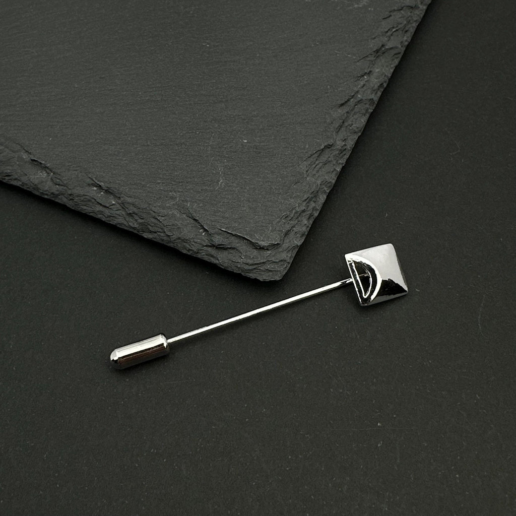Vintage silver tone geometric pin brooch