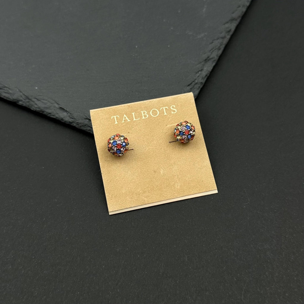 Vintage Talbots gold-tone multicolor rhinestone stud earrings