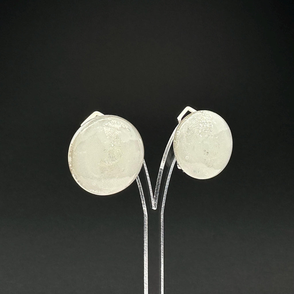 Vintage Clear Glass Clip-On Earrings, Minimalist Retro Jewelry