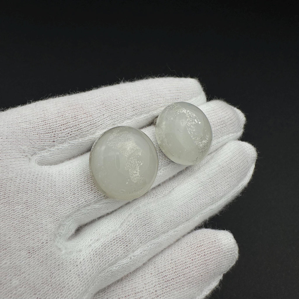 Vintage Clear Glass Clip-On Earrings, Minimalist Retro Jewelry