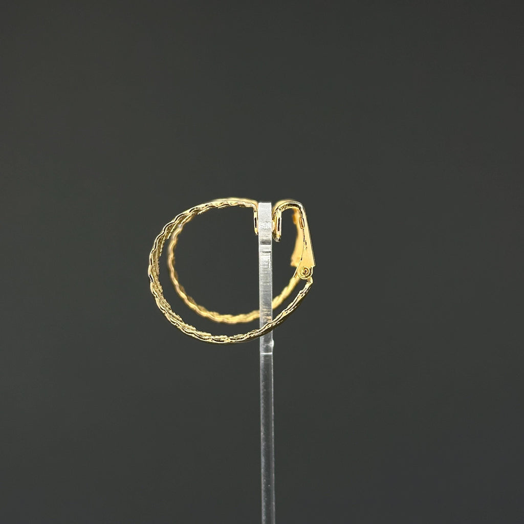 Vintage Y.R. gold-tone textured hoop clip-on earrings